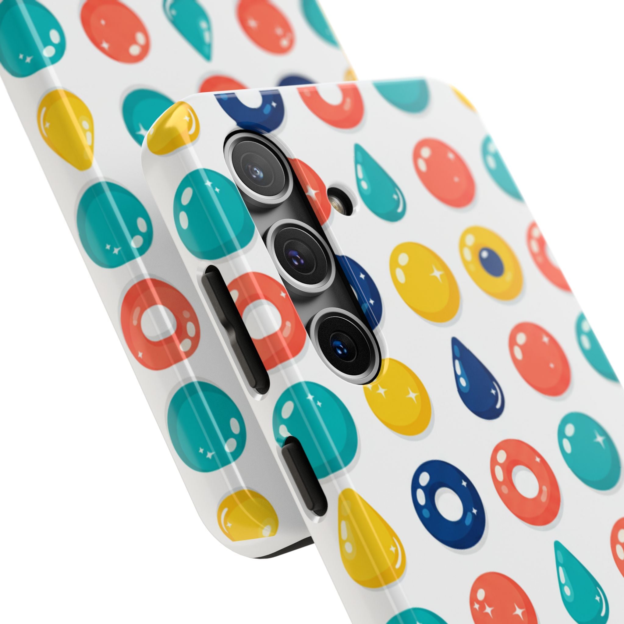Colorful Candy Dot Tough Phone Case — Bright Retro Polka Drop Design