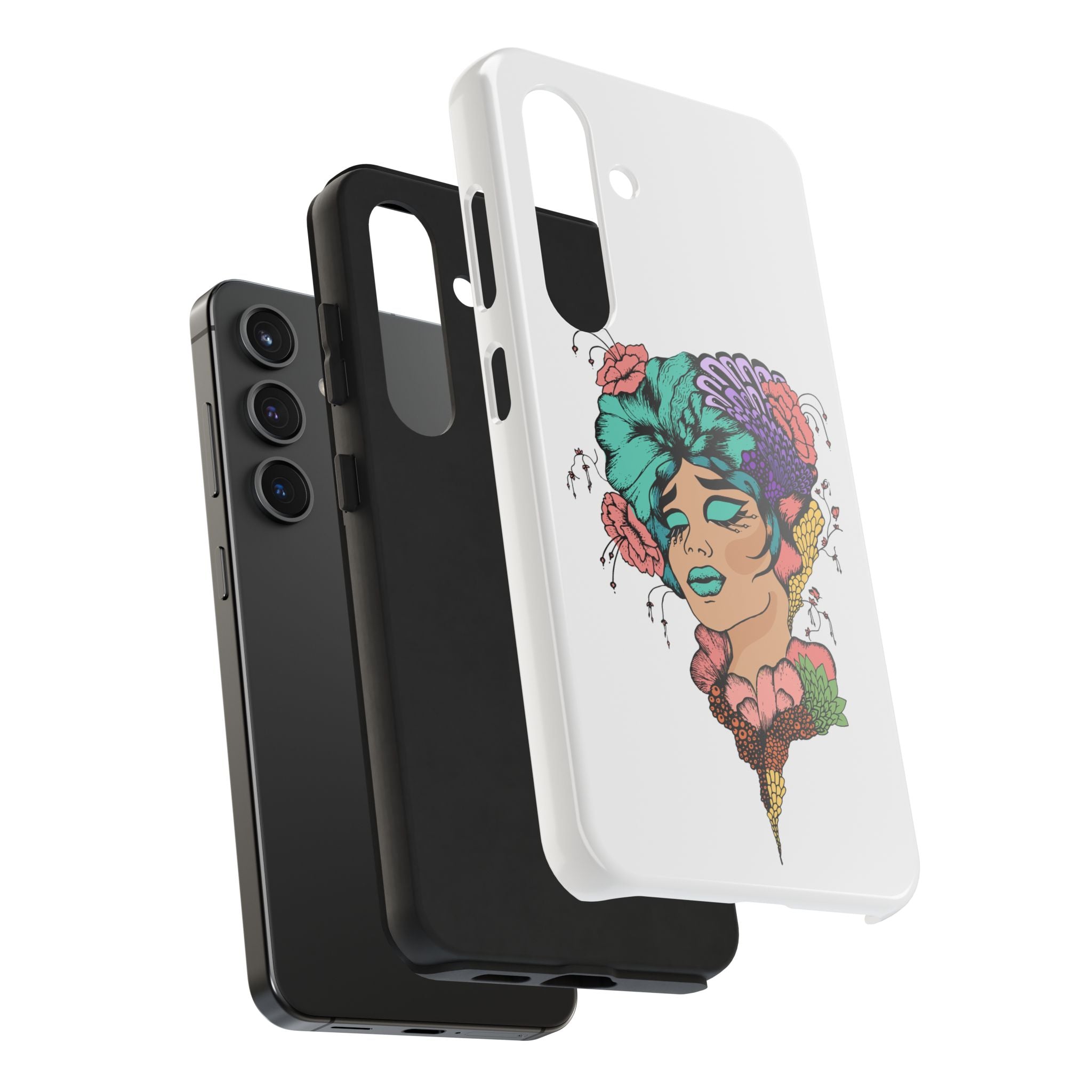 Tough Phone Case — Floral Pop Art Portrait Protective Cover