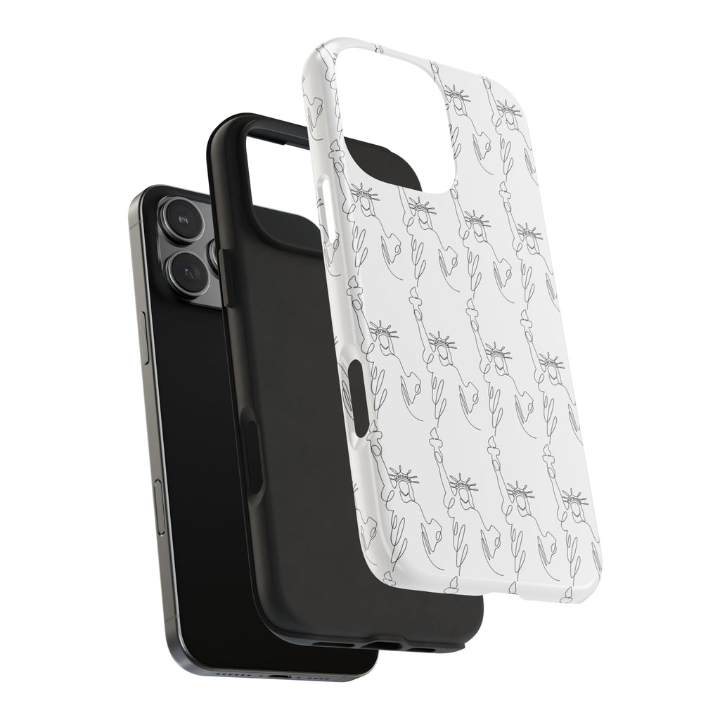 Statue of Liberty Sketch Tough Phone Case — Minimal Patriotic iPhone Cover