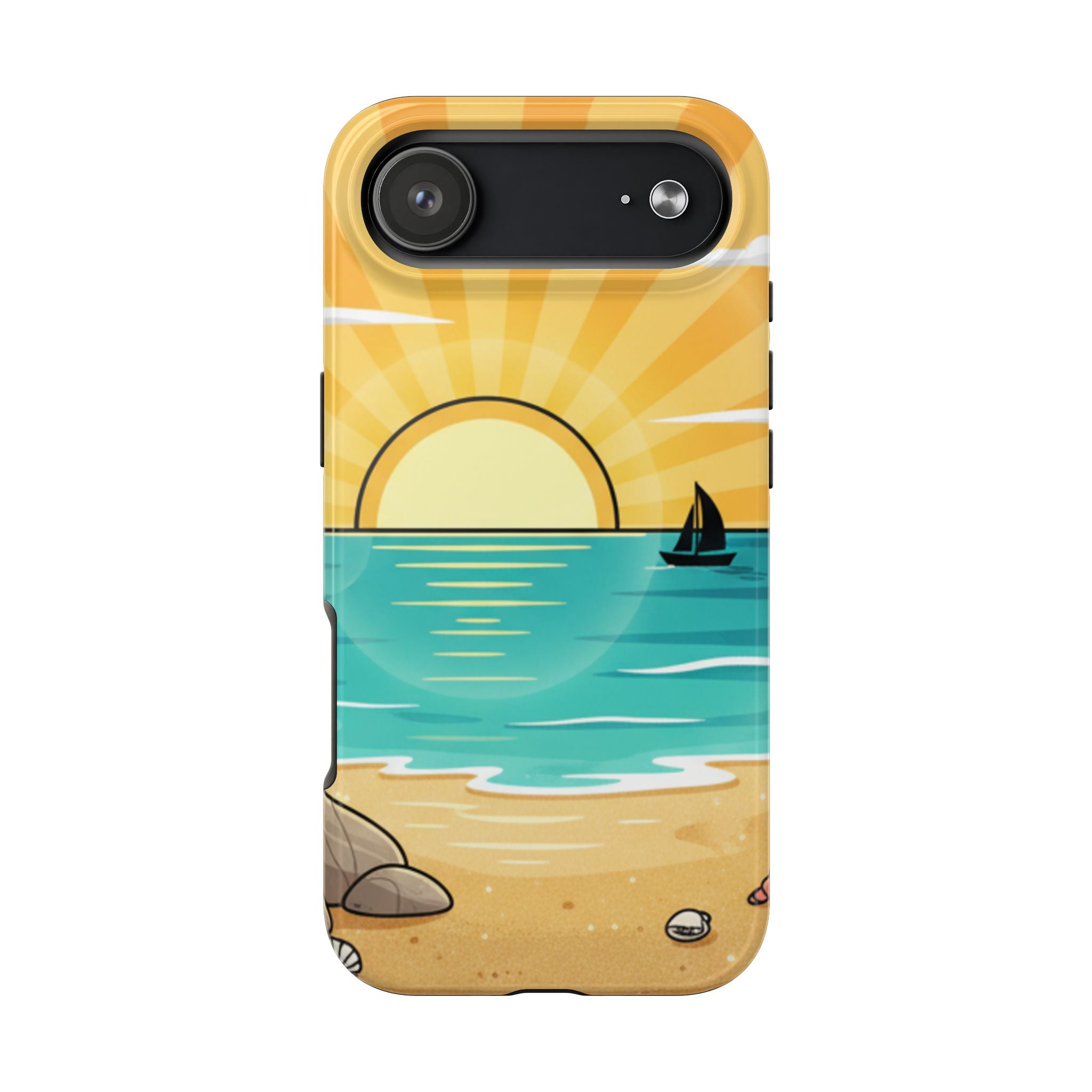 Tough Phone Case — Sunset Beach Sailboat Design