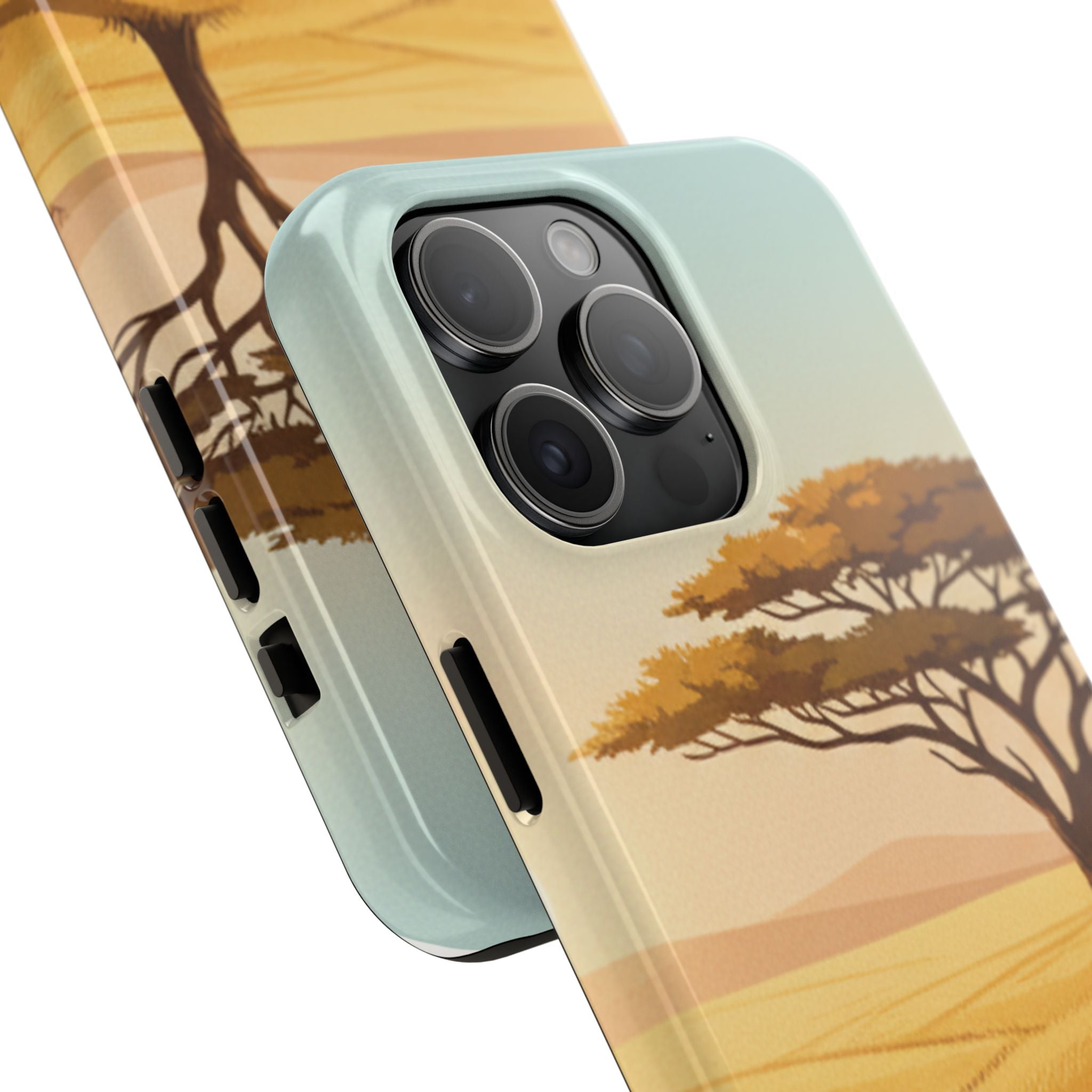 Safari Sunset Tough Phone Case — African Savanna Tree Design