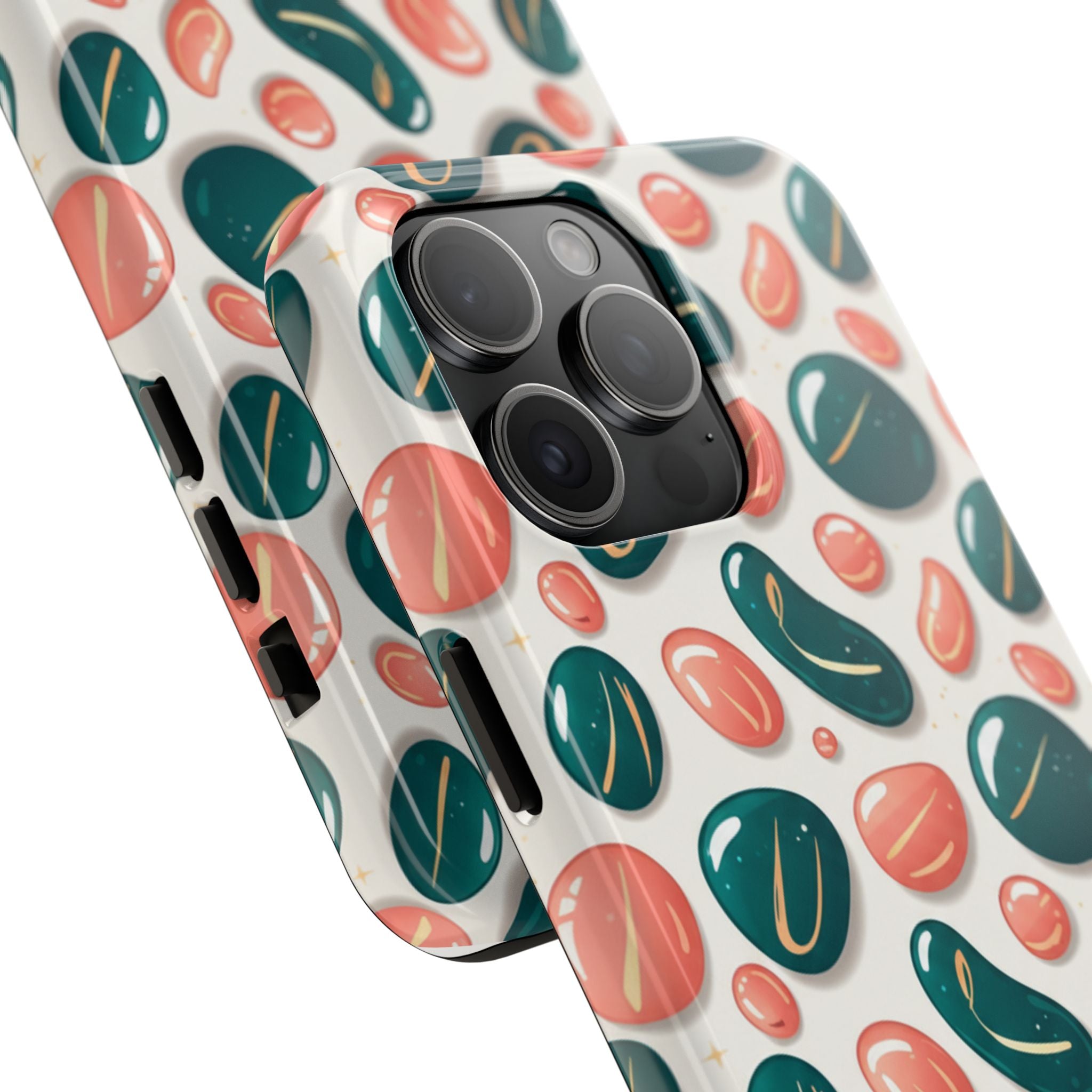 Abstract Pebble Pattern Tough Phone Case — Coral & Teal Protective Cover
