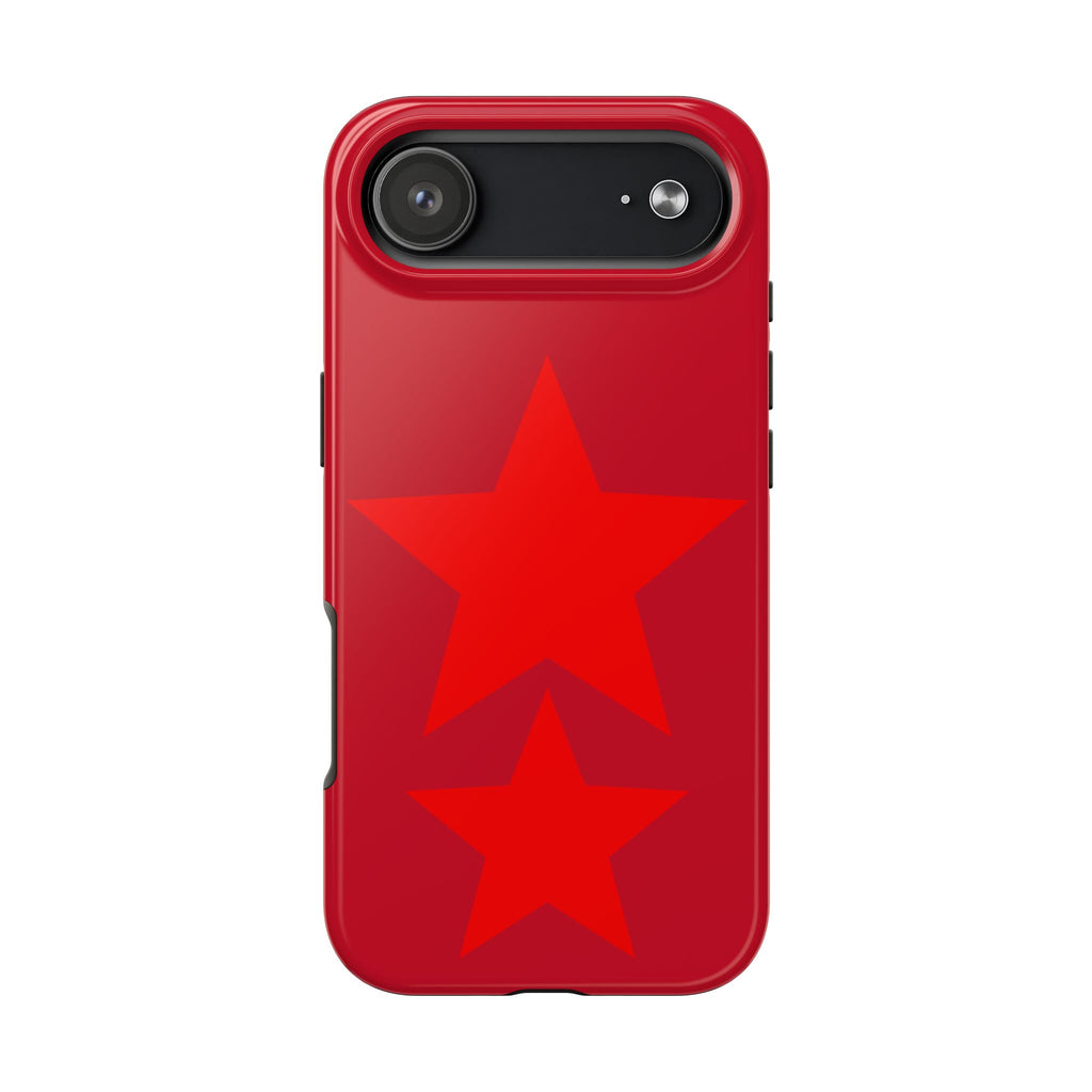 Red Star Tough Phone Case — Dual-Star Protective iPhone Cover