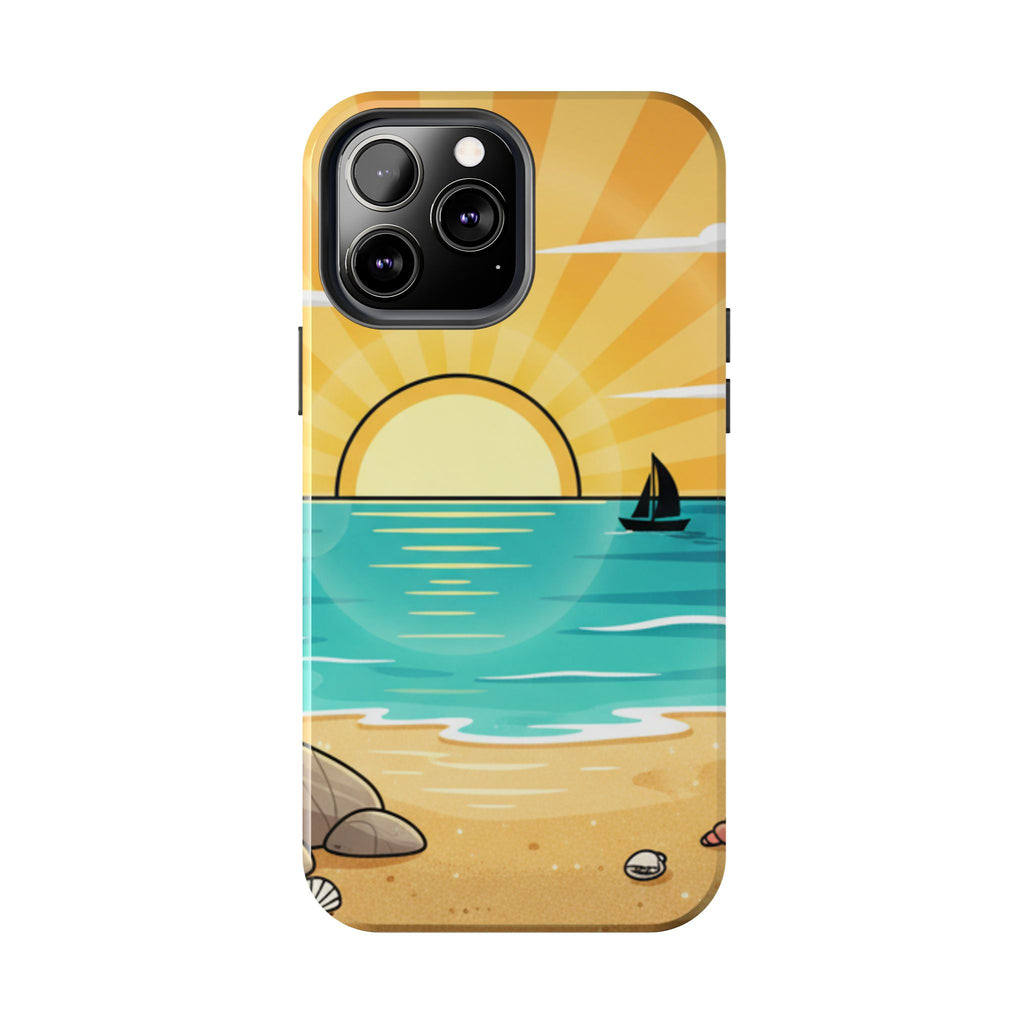 Tough Phone Case — Sunset Beach Sailboat Design