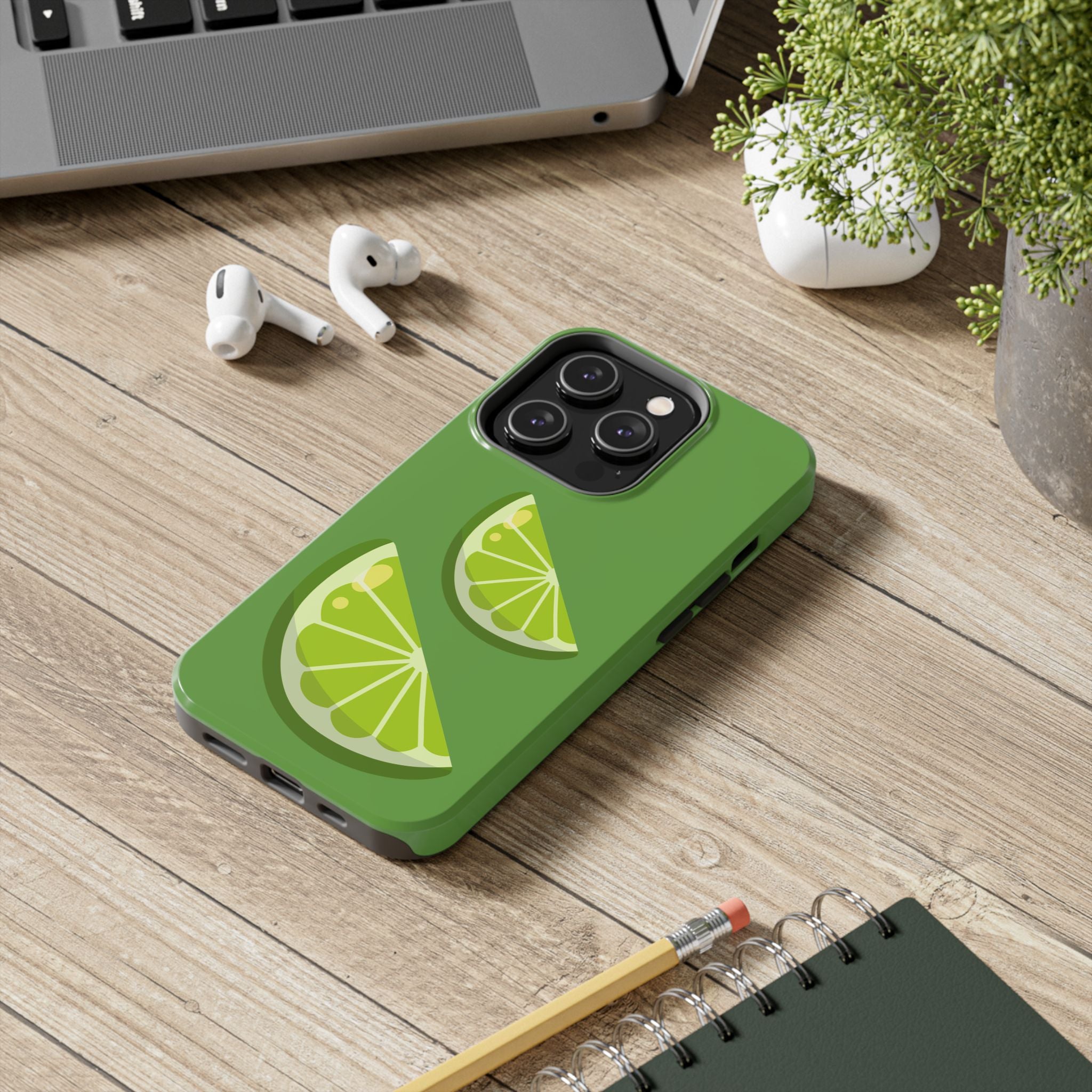 Lime Slice Tough Phone Case — Bright Green Citrus Protective Cover