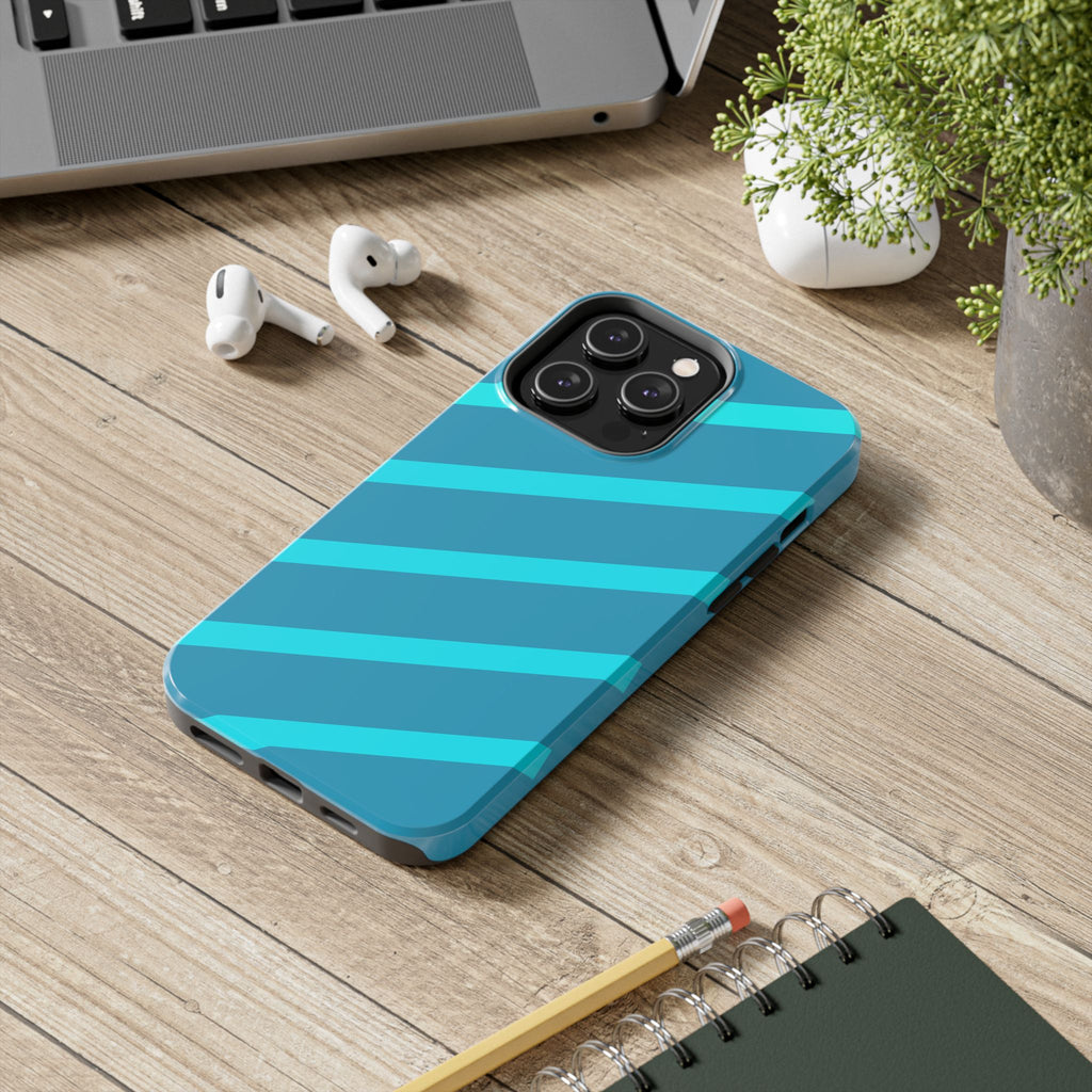 Tough Phone Case — Blue Diagonal Stripe Shockproof Cover