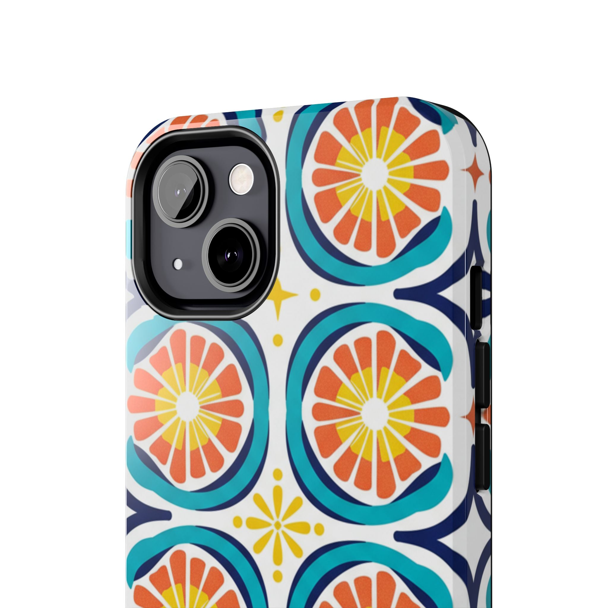 Citrus Tile Tough Phone Case — Colorful Retro Orange Slice Pattern
