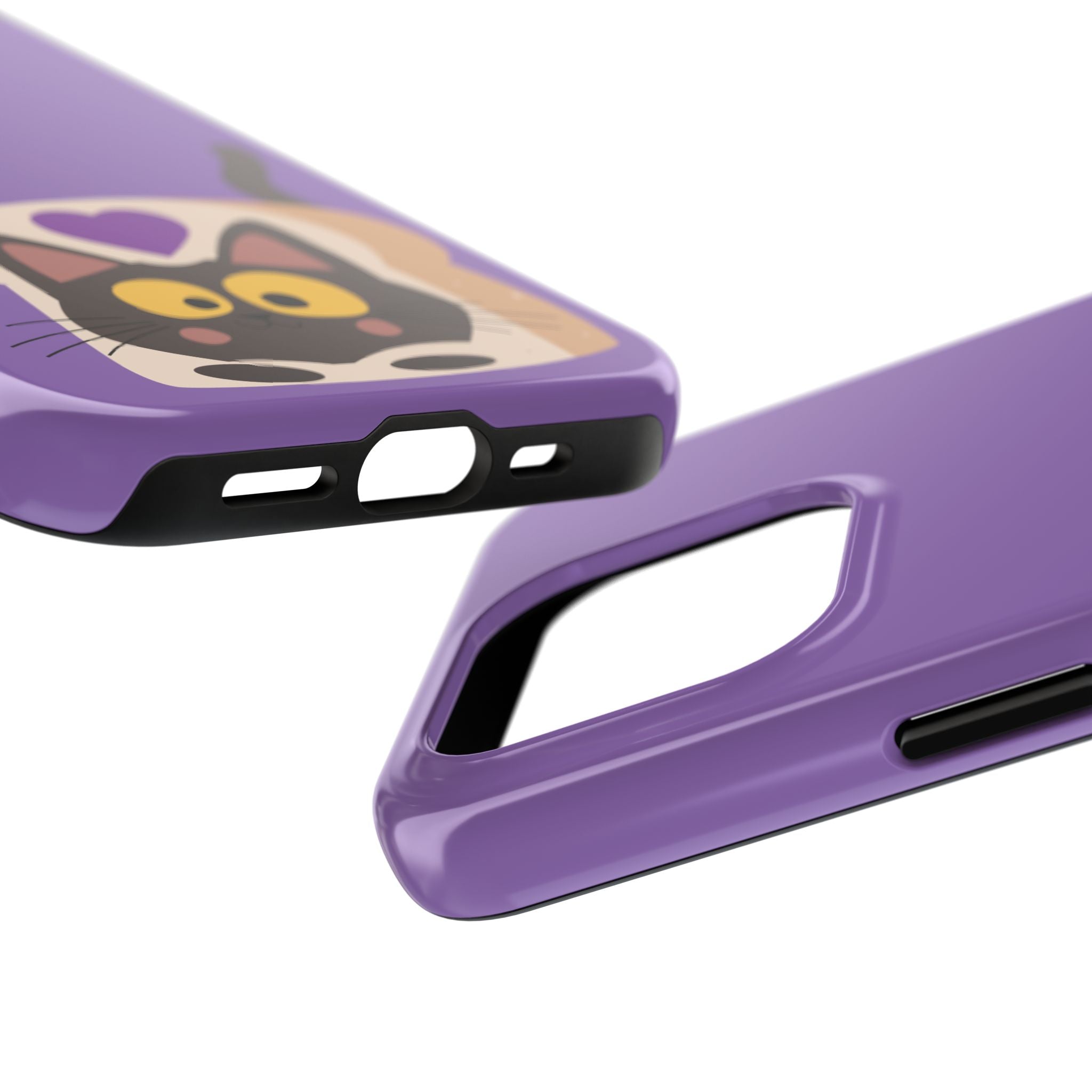 Purple Cute Cat-in-Bread Tough Phone Case — Cute Cat Heart Design