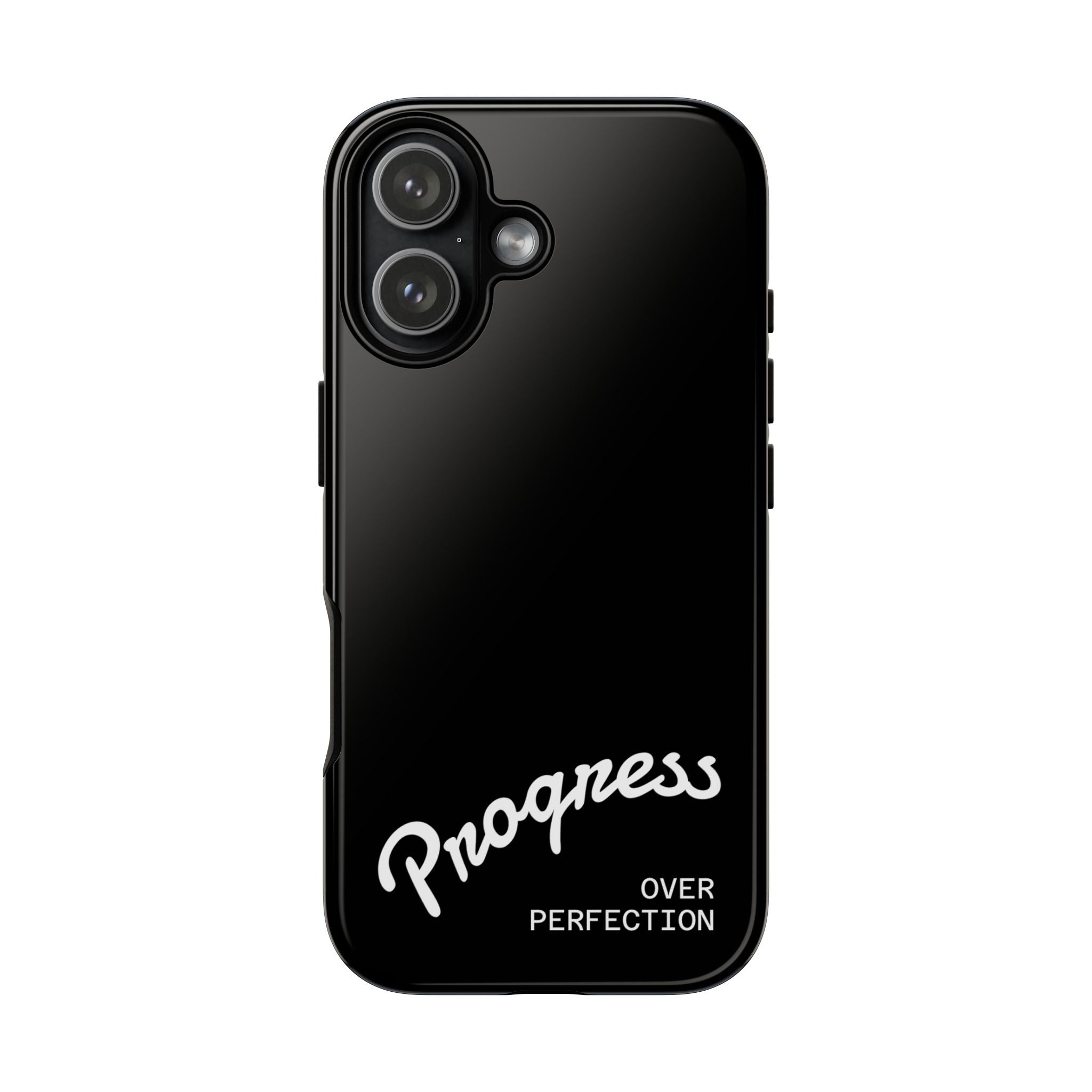 Phone Case - "Progress Over Perfection" Glossy Black Protective Cover
