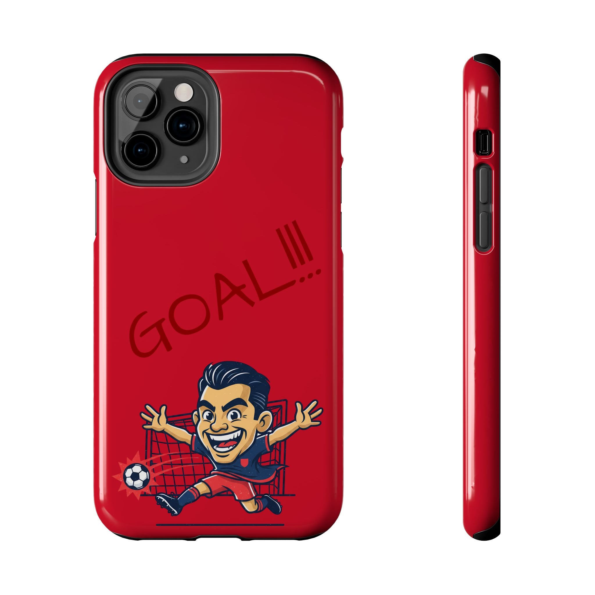 Phone Case — 'GOAL!!!' Cartoon Soccer Player Tough Protective Case