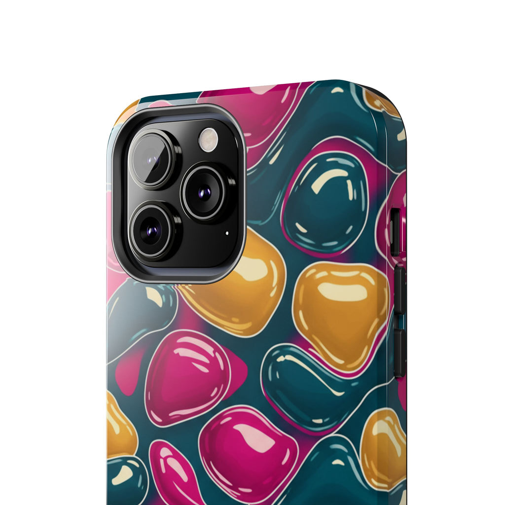 Abstract Colorful Blob Phone Case — Bold Teal, Magenta & Gold Protective Cover
