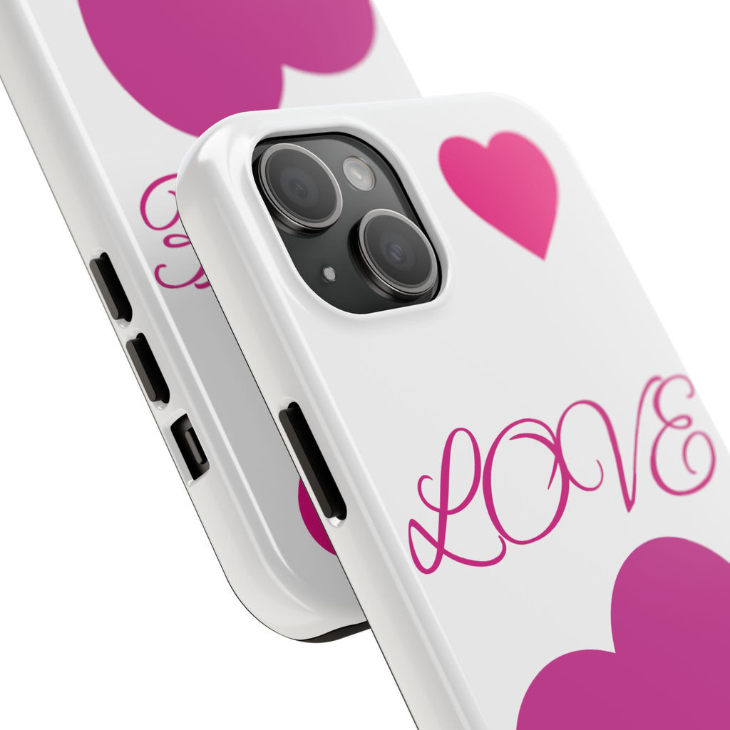 Love Heart Tough Phone Case — Pink Hearts Protective Phone Cover