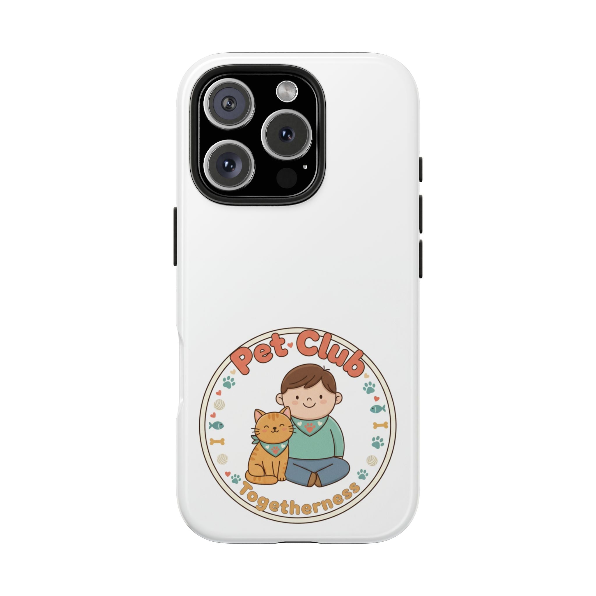 Pet Club Tough Phone Case — Cute Boy & Cat Illustration, "Togetherness" Design