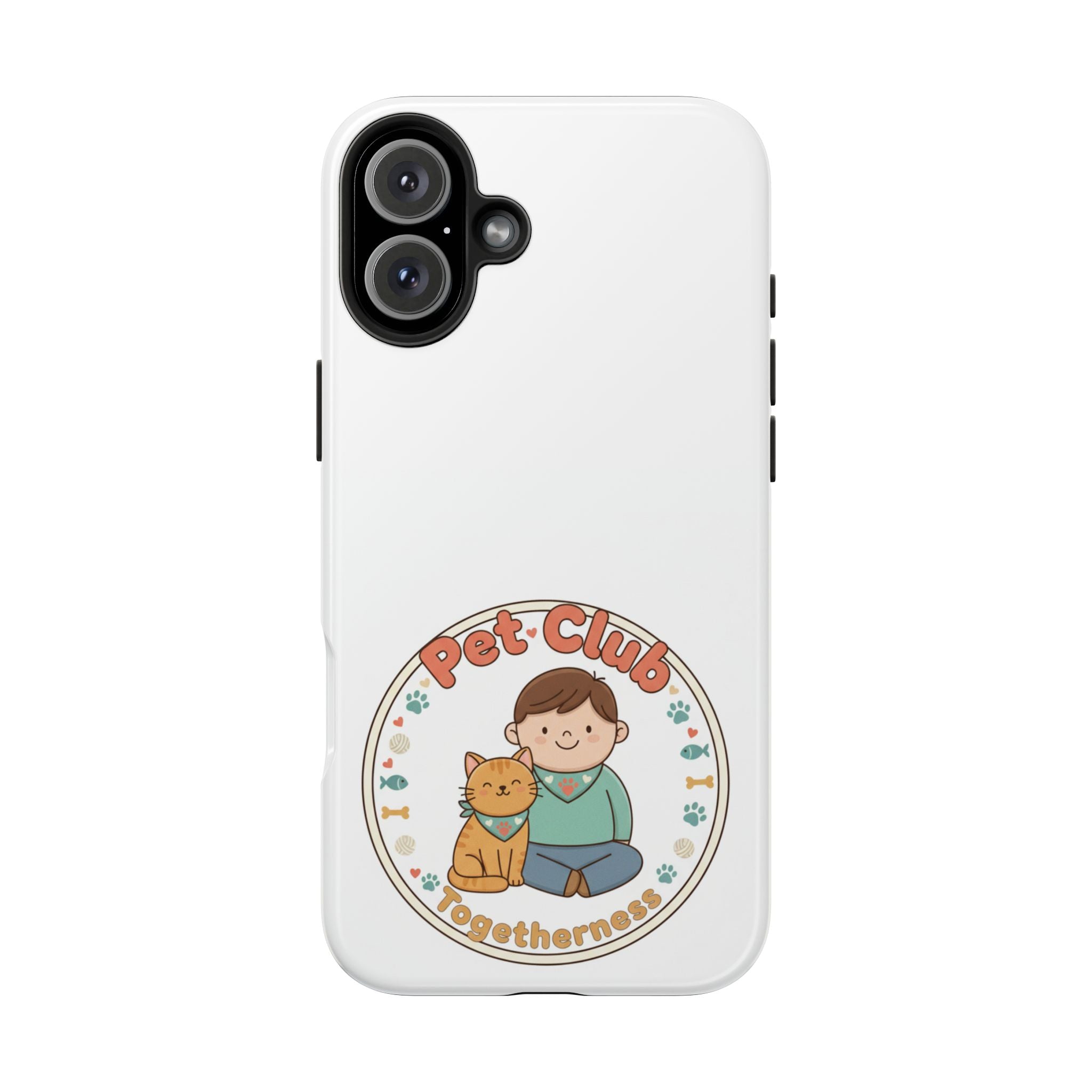 Pet Club Tough Phone Case — Cute Boy & Cat Illustration, "Togetherness" Design