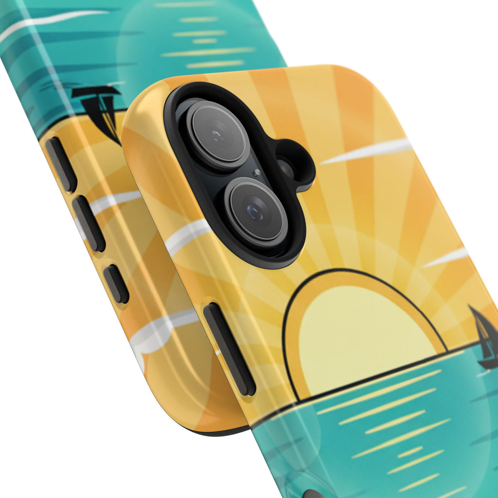 Tough Phone Case — Sunset Beach Sailboat Design