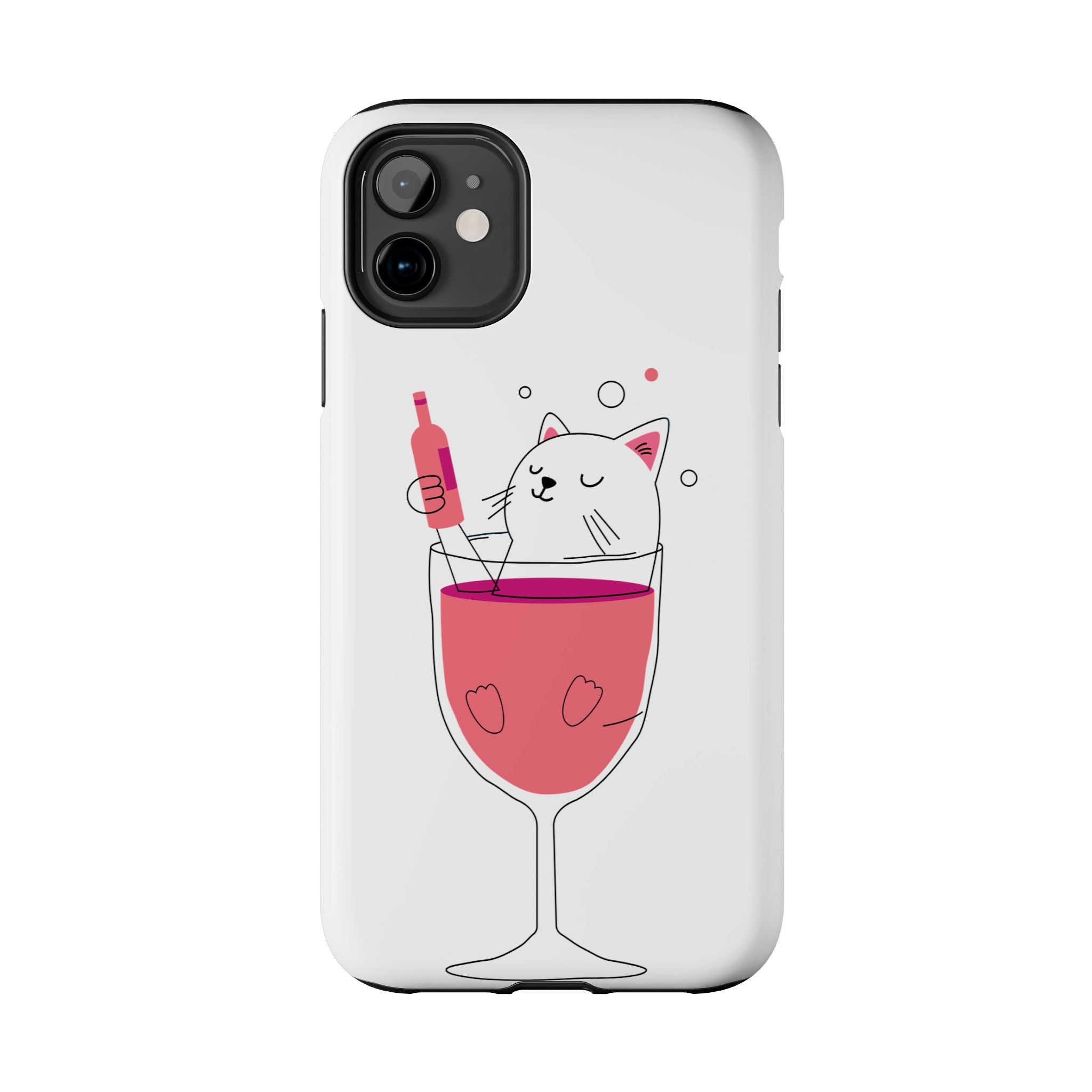 Cat Wine Phone Case — Cute Cat in Wine Glass Protective Case