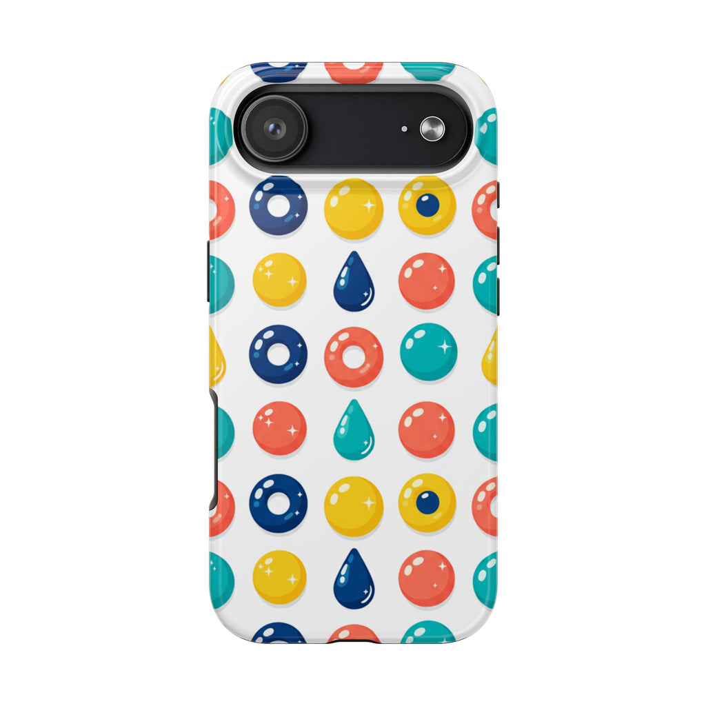 Colorful Candy Dot Tough Phone Case — Bright Retro Polka Drop Design