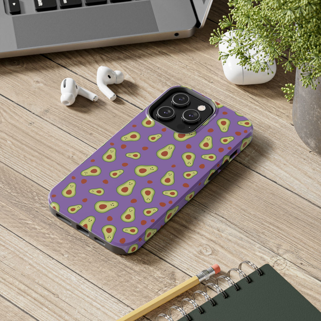 Avocado Pattern Tough Phone Case — Cute Purple Avocado Phone Cover