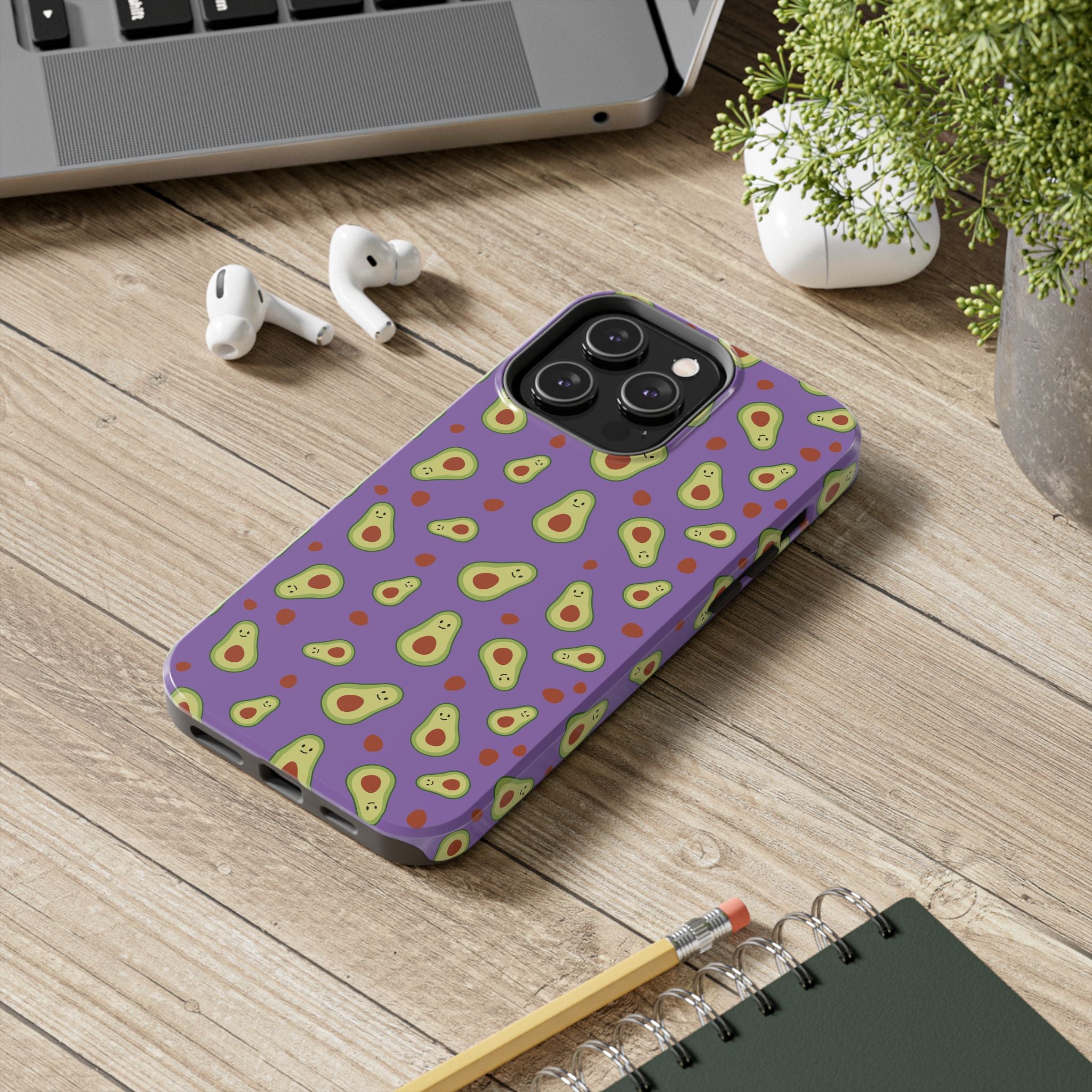 Avocado Pattern Tough Phone Case — Cute Purple Avocado Phone Cover