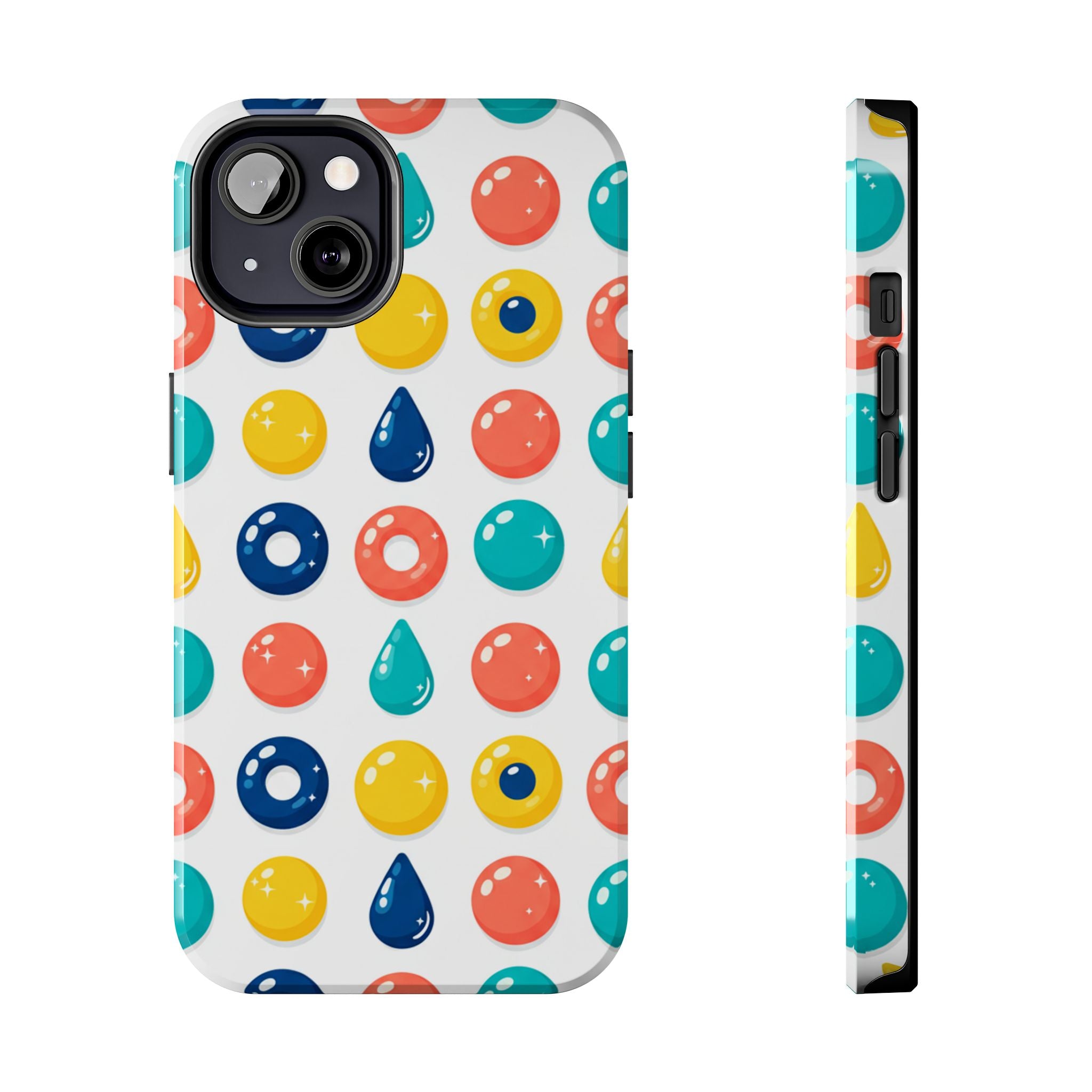 Colorful Candy Dot Tough Phone Case — Bright Retro Polka Drop Design