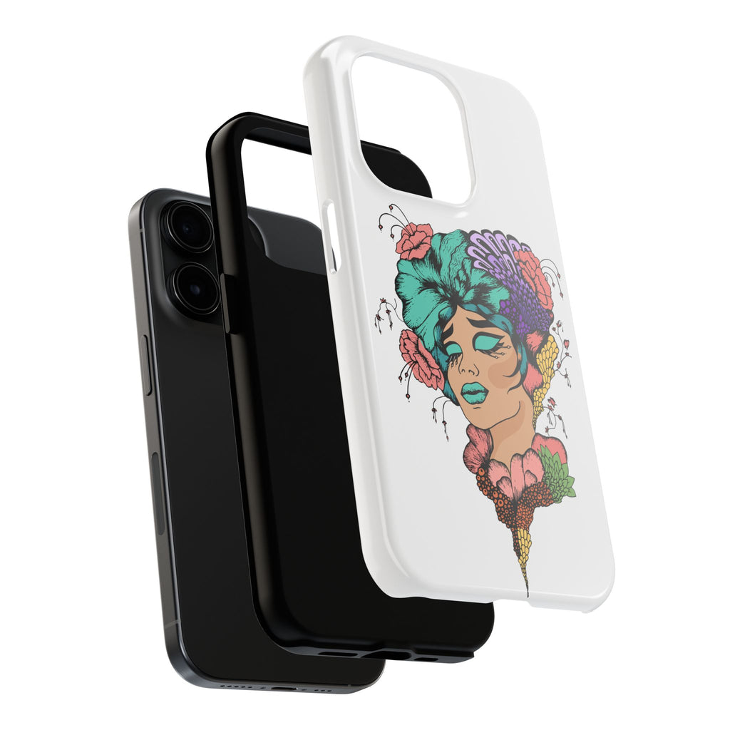 Tough Phone Case — Floral Pop Art Portrait Protective Cover