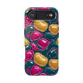 Abstract Colorful Blob Phone Case — Bold Teal, Magenta & Gold Protective Cover