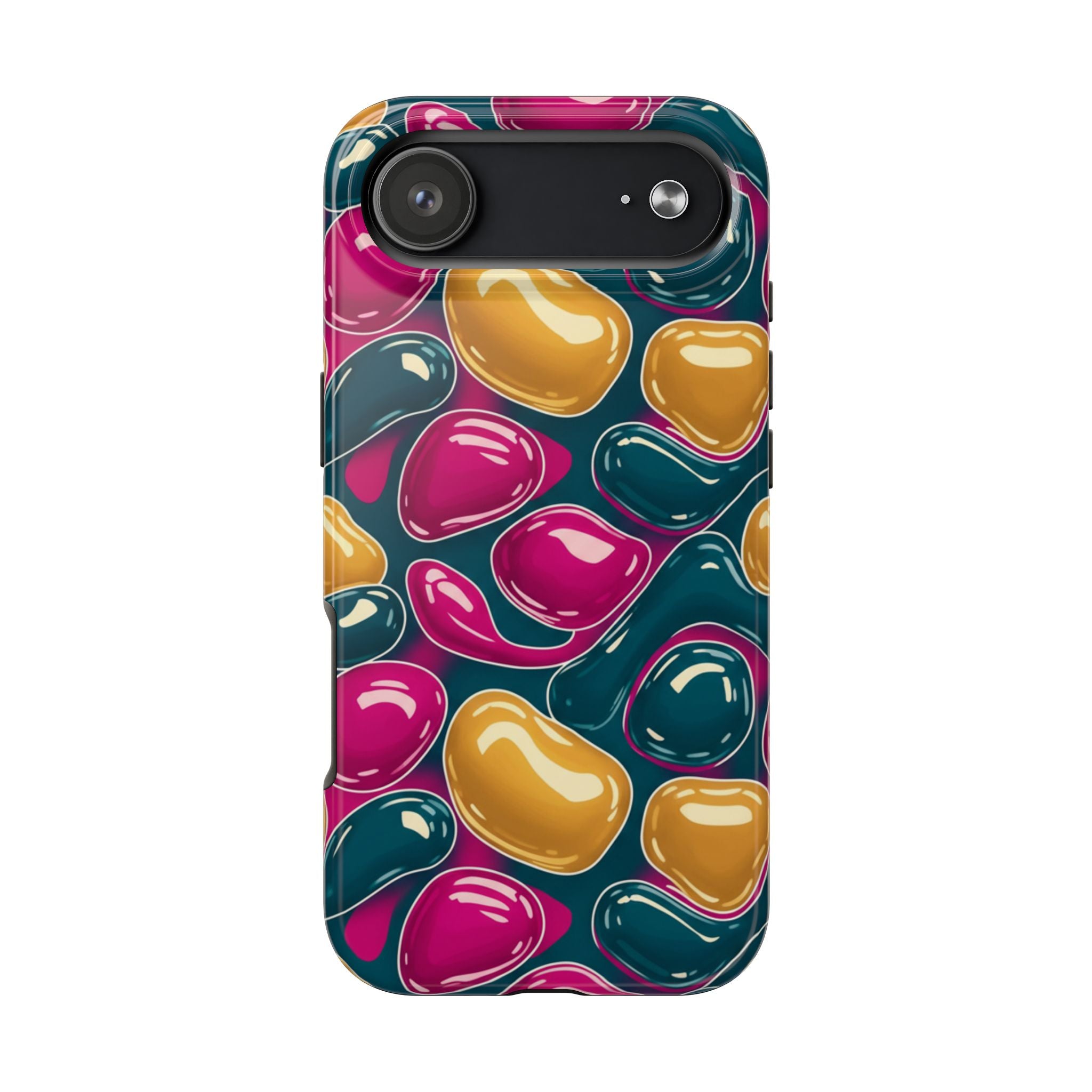 Abstract Colorful Blob Phone Case — Bold Teal, Magenta & Gold Protective Cover