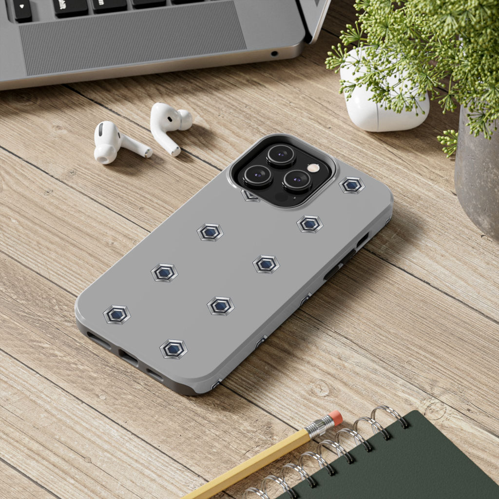 Tough Phone Case — Minimal Hex Rivet Armor (Gray)