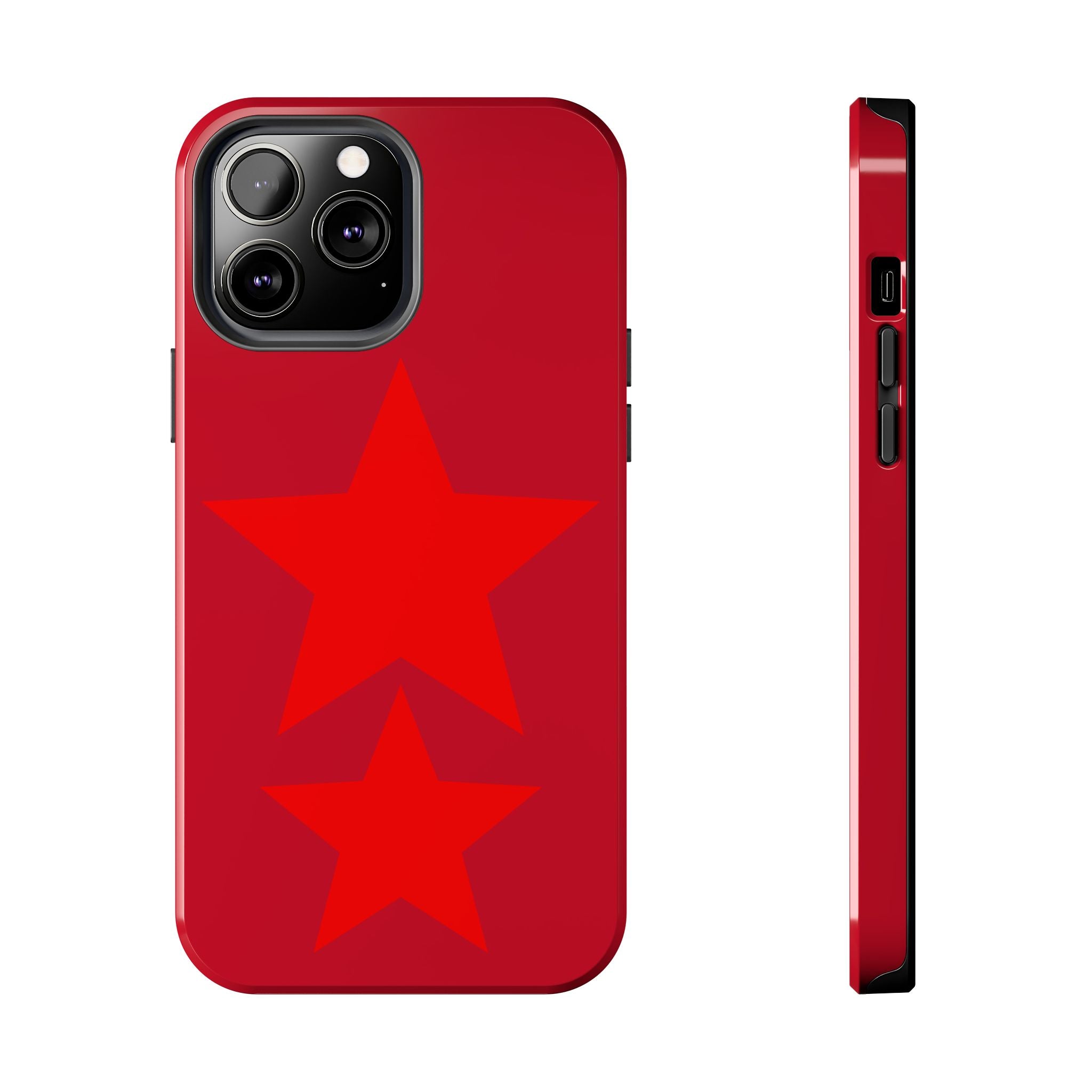 Red Star Tough Phone Case — Dual-Star Protective iPhone Cover