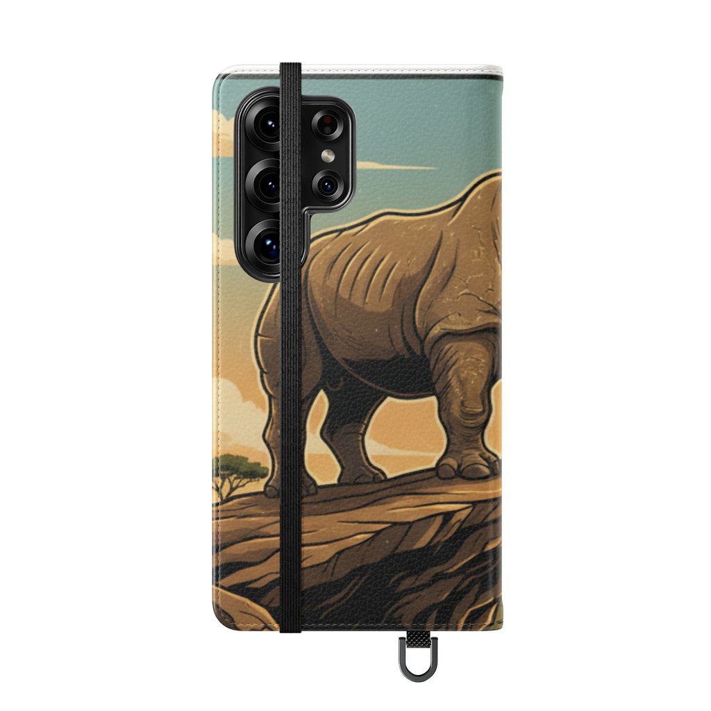 Rhino Sunset Flip Phone Case – Safari Wildlife Wallet Case