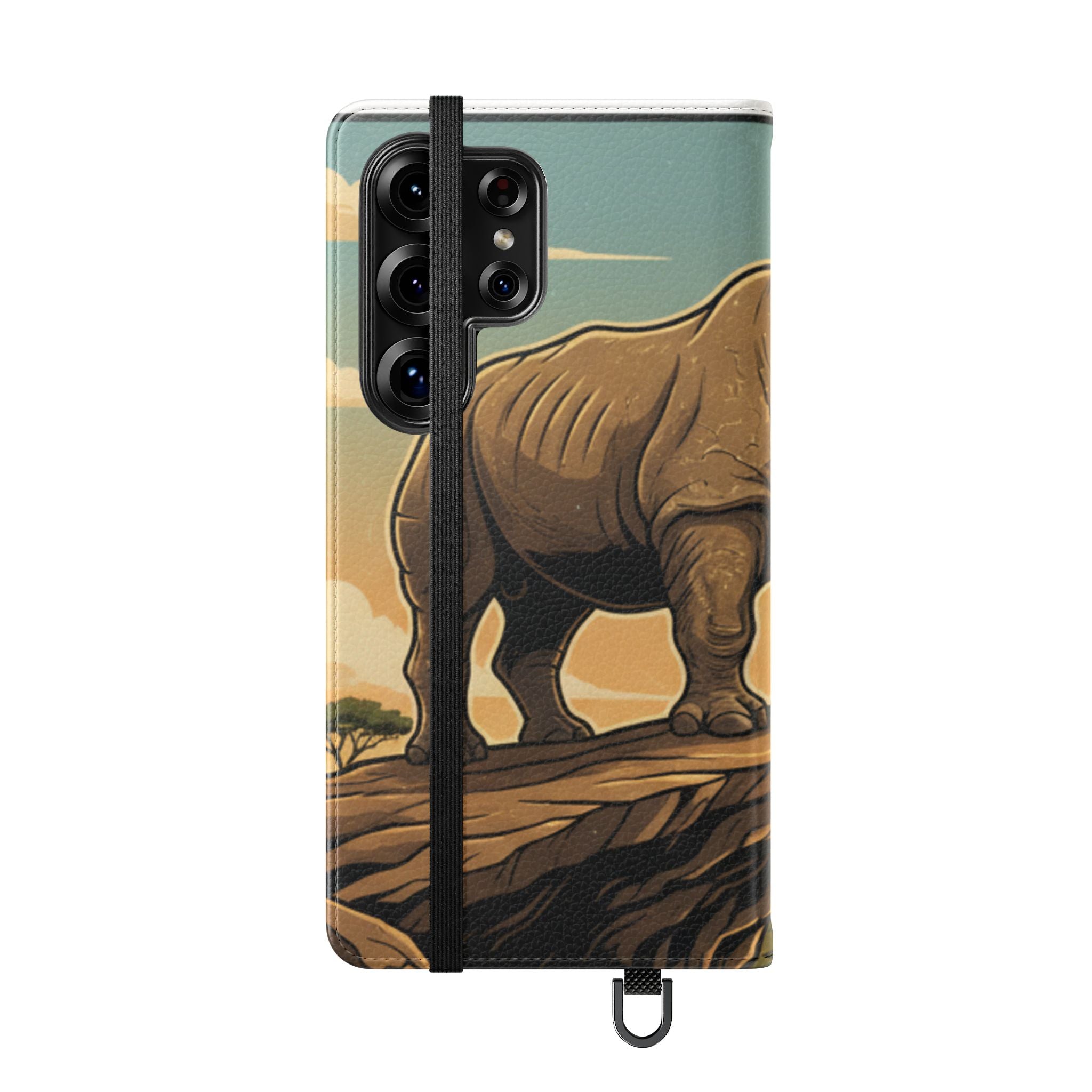 Rhino Sunset Flip Phone Case – Safari Wildlife Wallet Case
