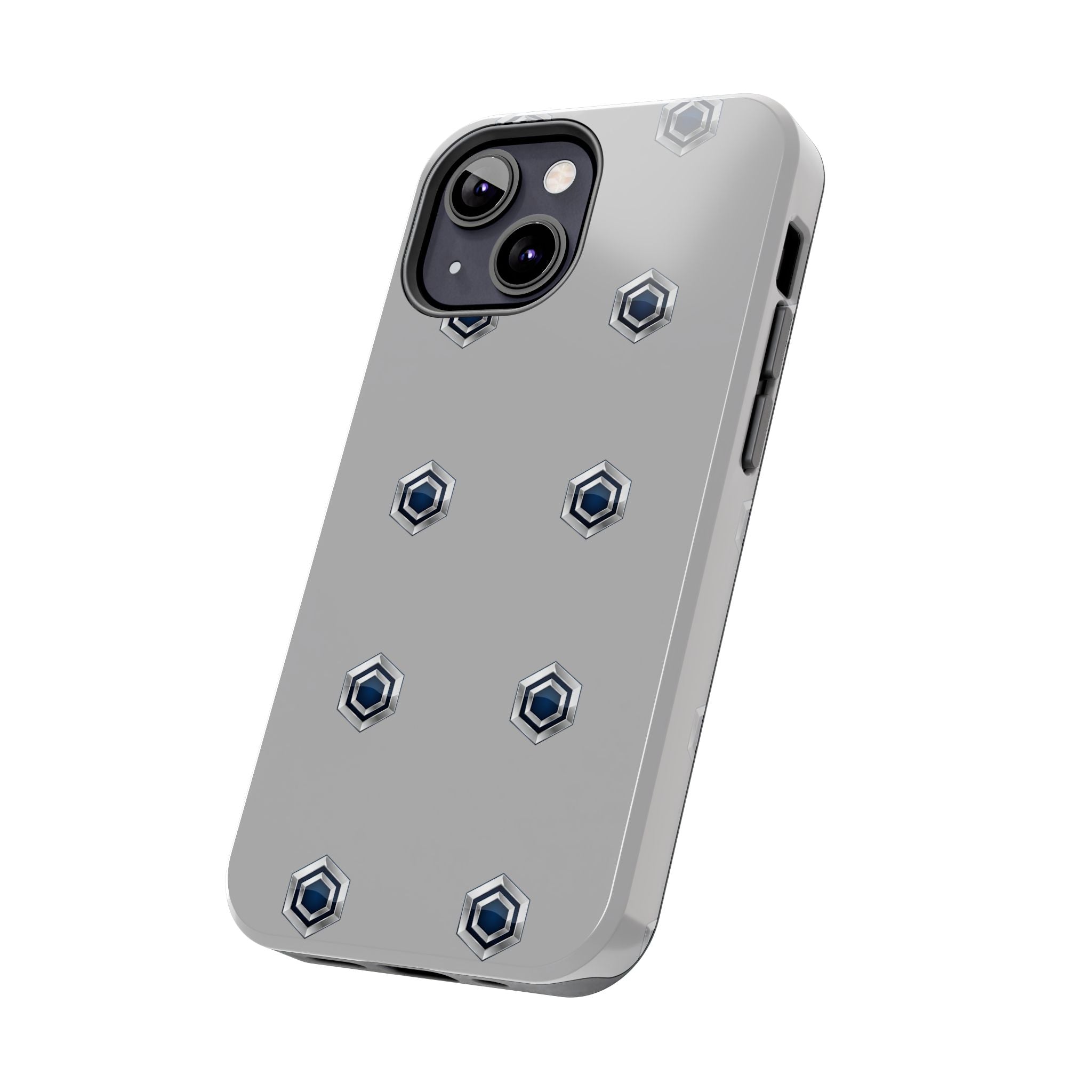 Tough Phone Case — Minimal Hex Rivet Armor (Gray)