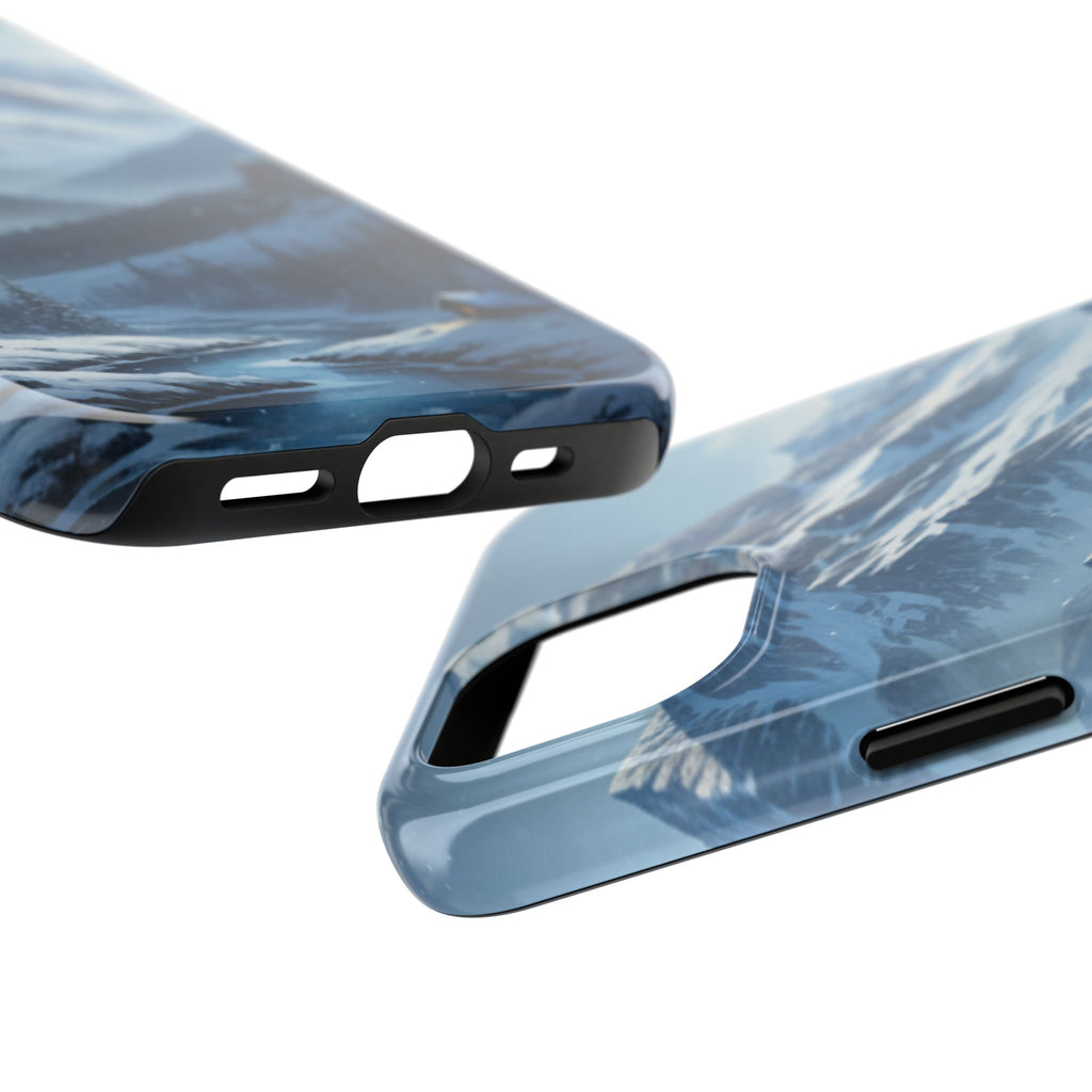 Tough Phone Case — Snowy Mountain Cabin Landscape Protective Phone Cover