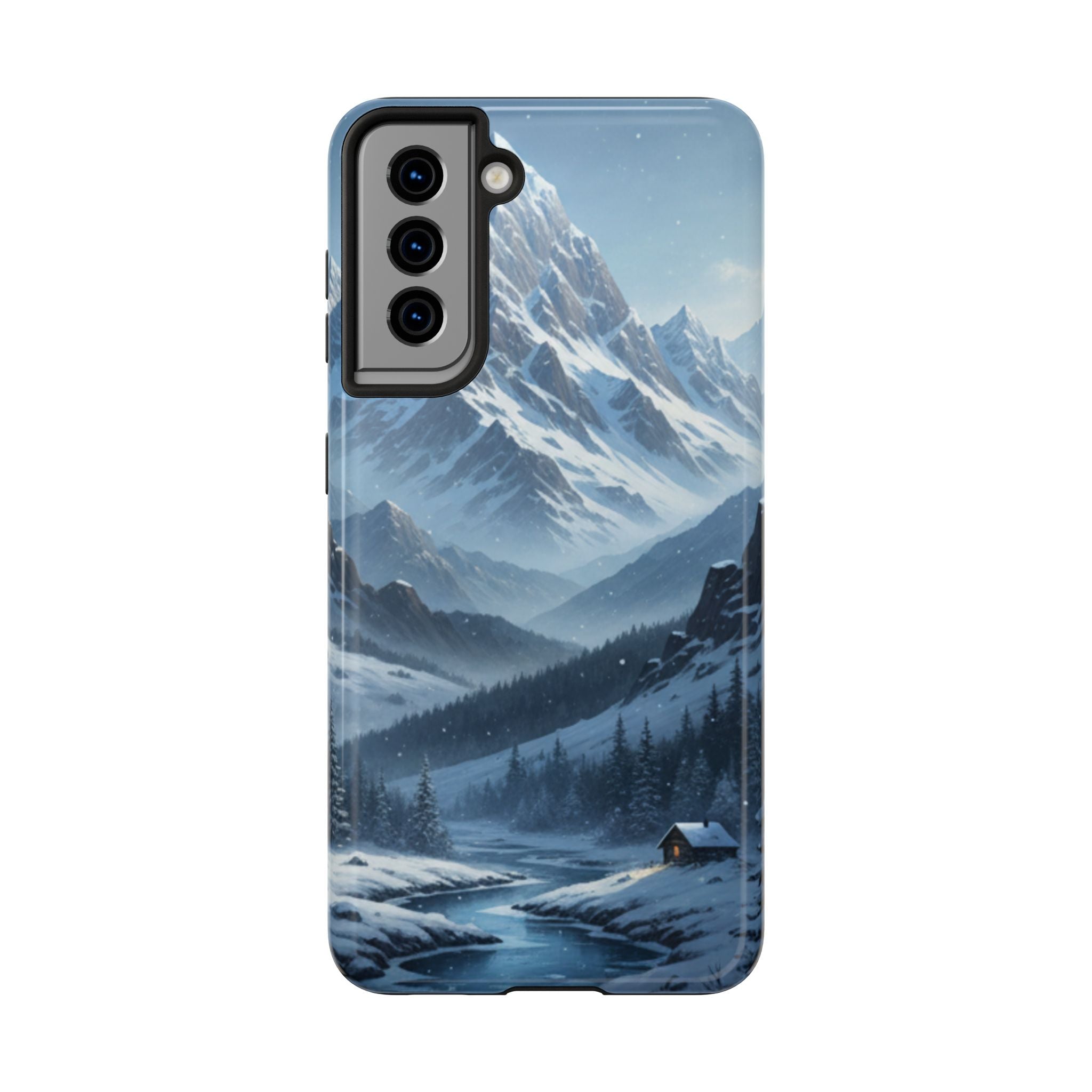 Tough Phone Case — Snowy Mountain Cabin Landscape Protective Phone Cover