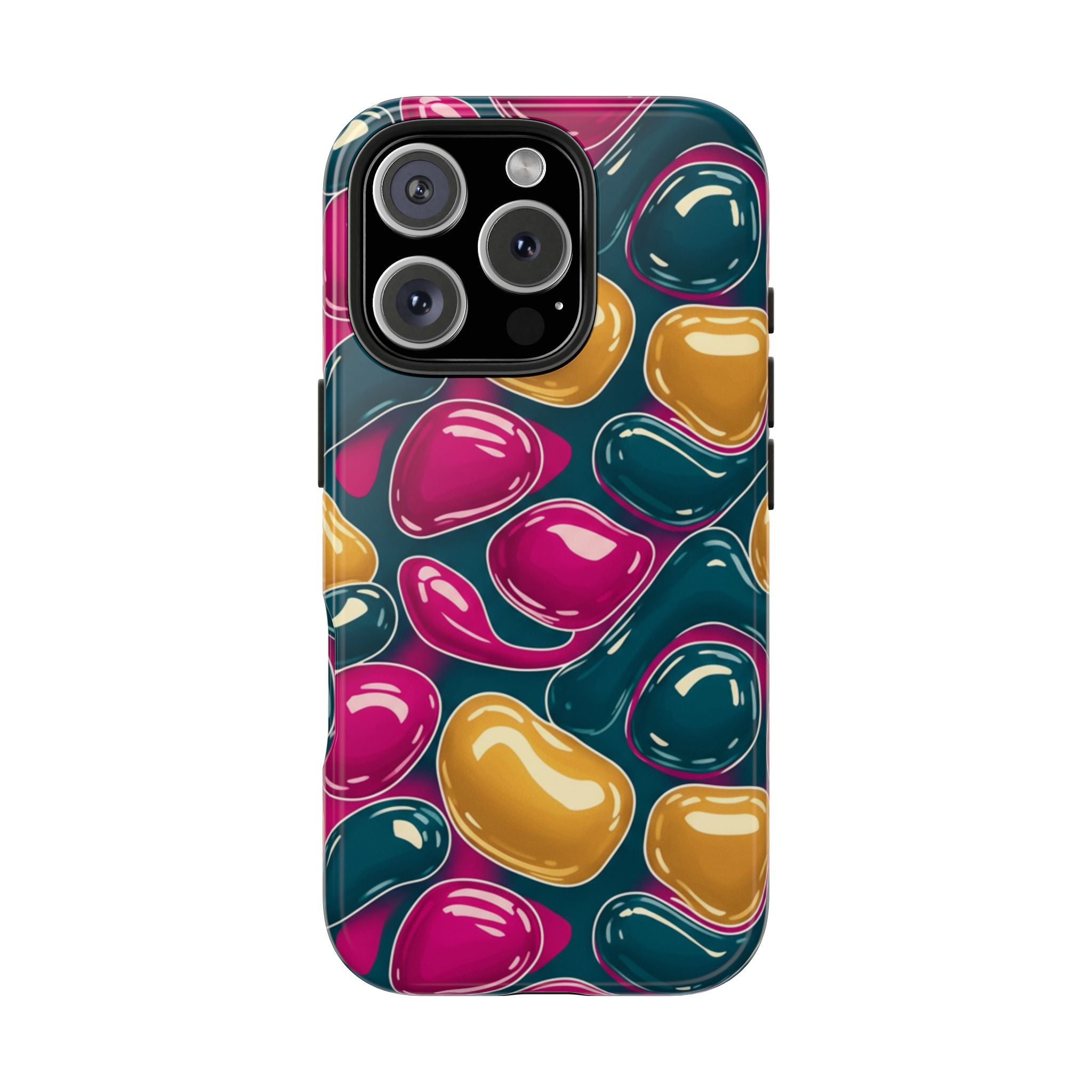 Abstract Colorful Blob Phone Case — Bold Teal, Magenta & Gold Protective Cover