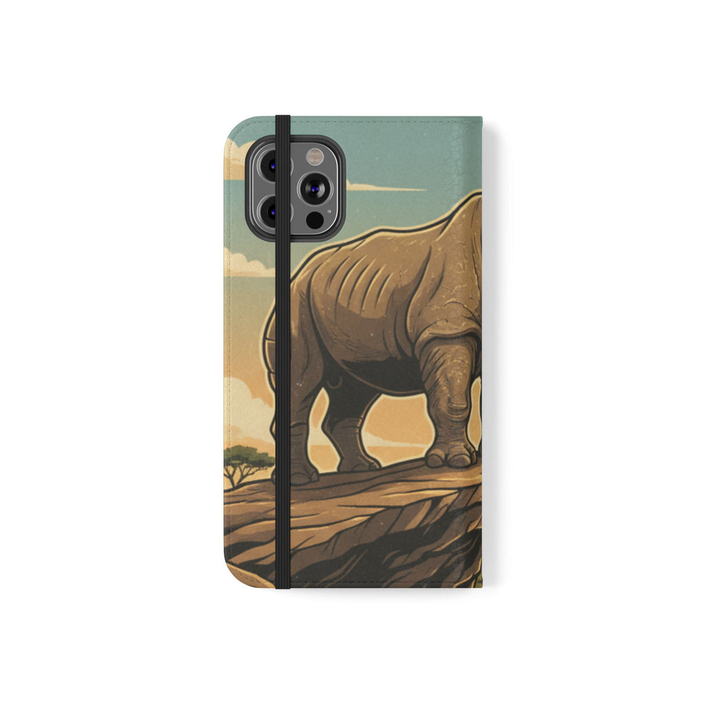 Rhino Sunset Flip Phone Case – Safari Wildlife Wallet Case