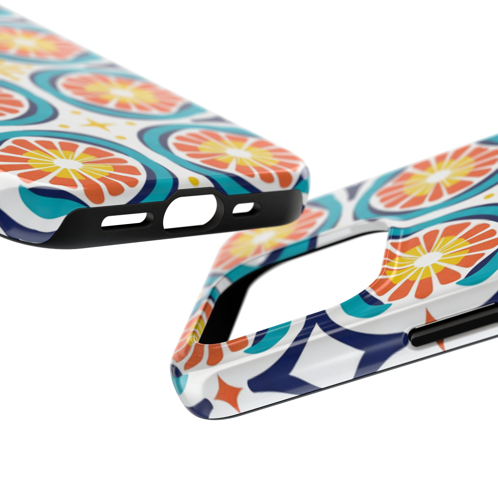 Citrus Tile Tough Phone Case — Colorful Retro Orange Slice Pattern