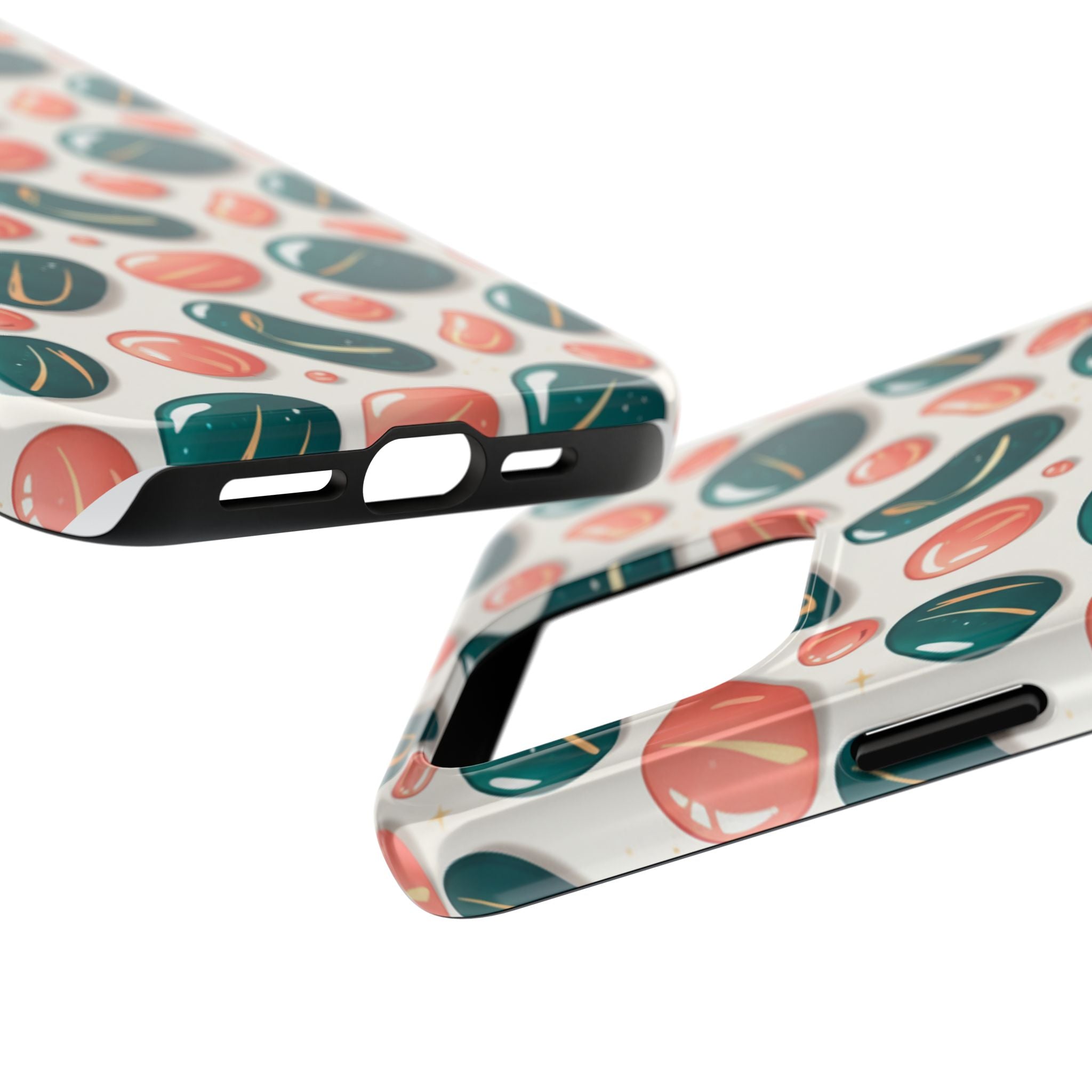 Abstract Pebble Pattern Tough Phone Case — Coral & Teal Protective Cover