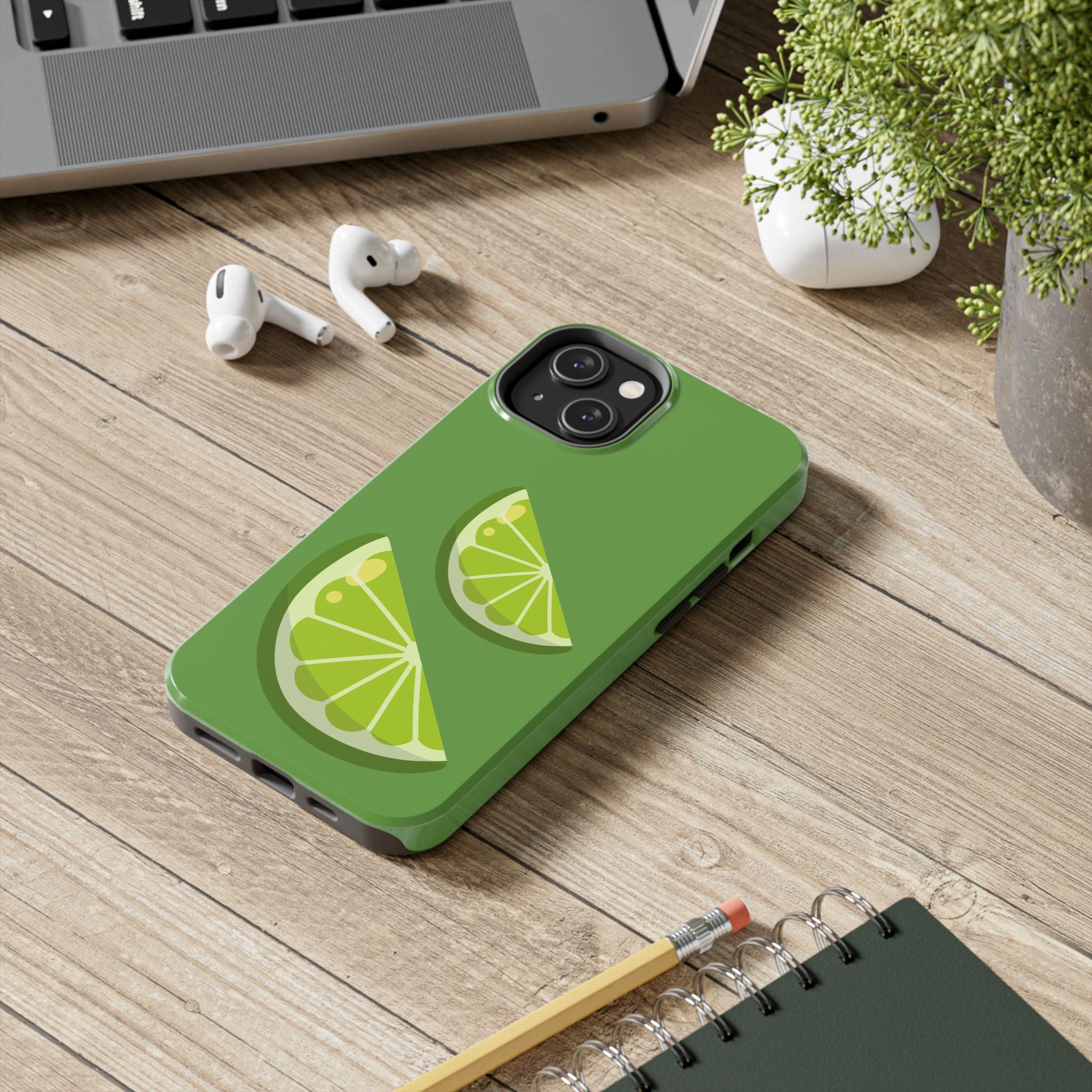Lime Slice Tough Phone Case — Bright Green Citrus Protective Cover