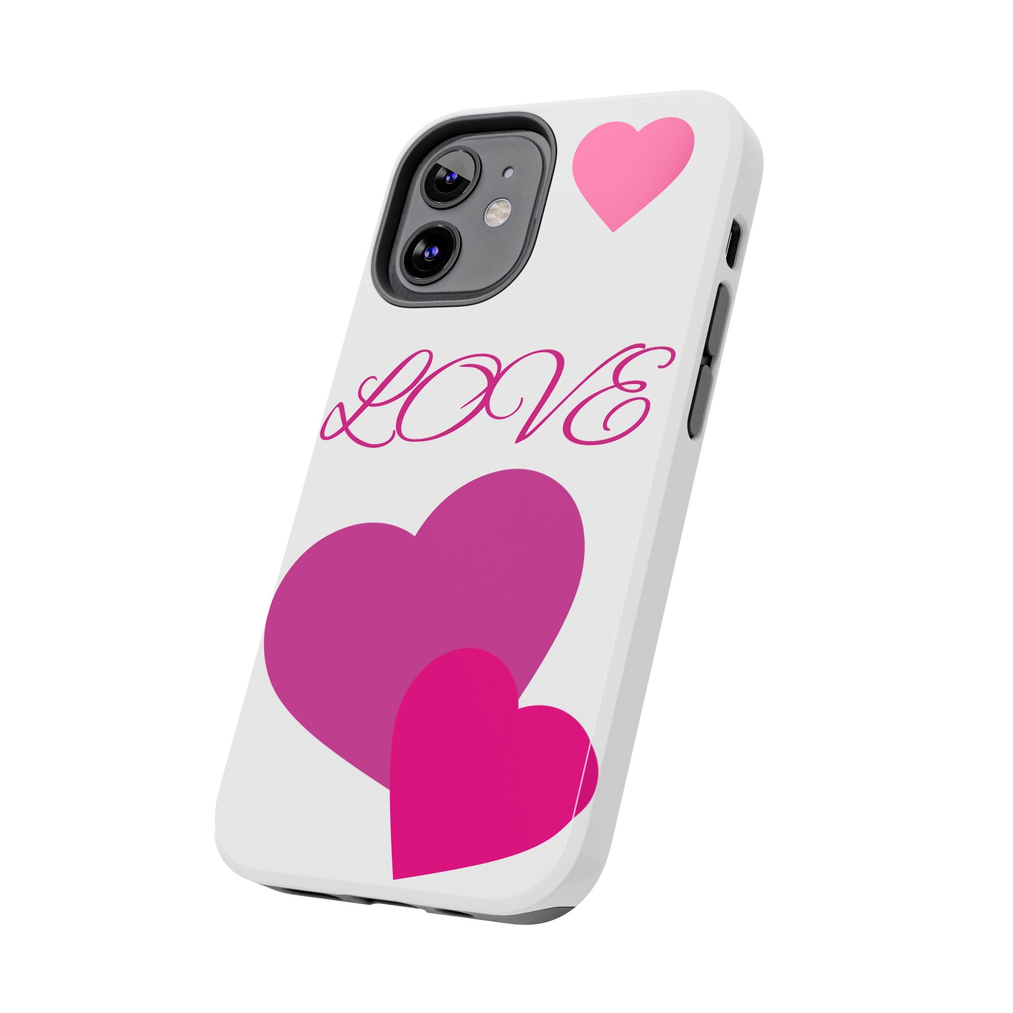 Love Heart Tough Phone Case — Pink Hearts Protective Phone Cover