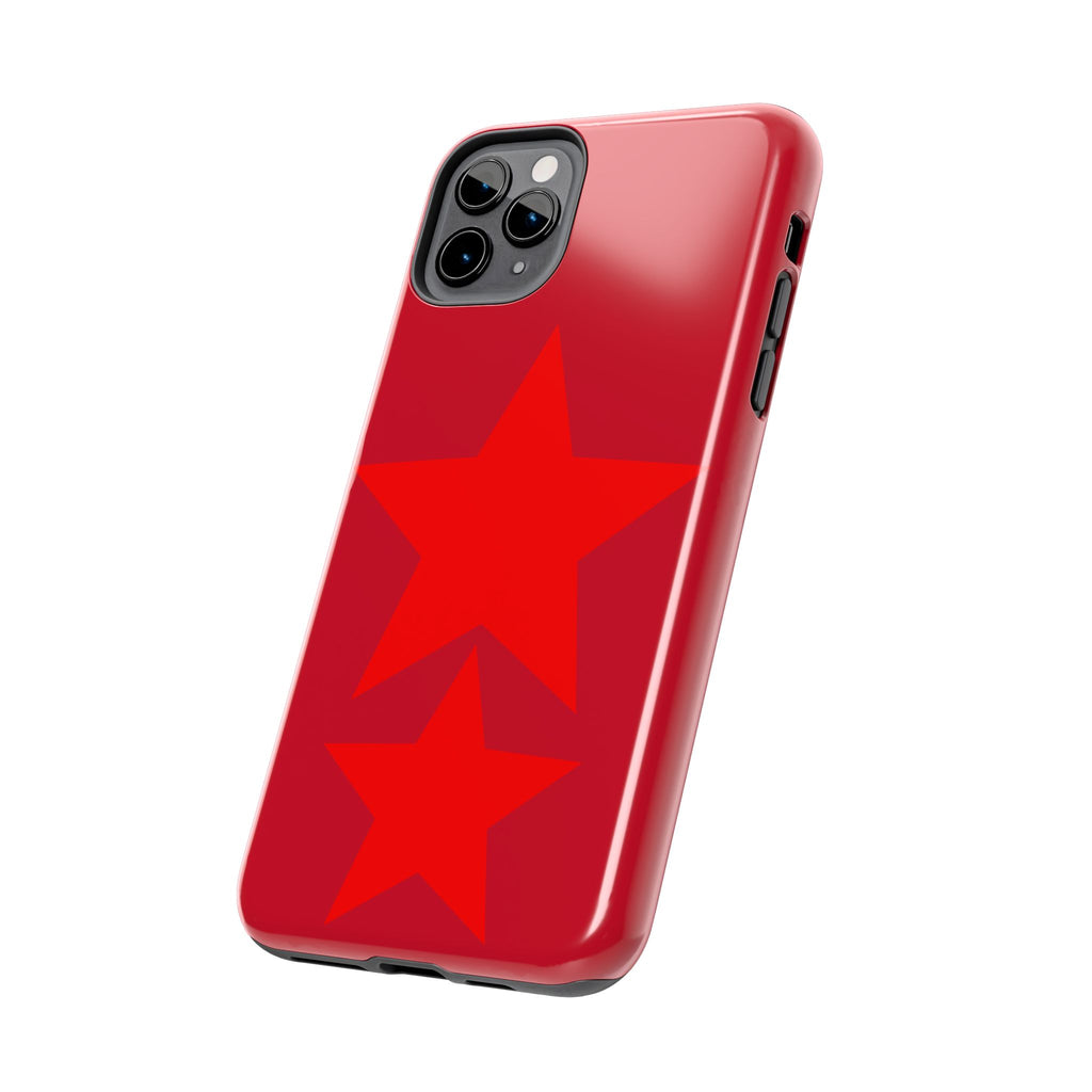 Red Star Tough Phone Case — Dual-Star Protective iPhone Cover