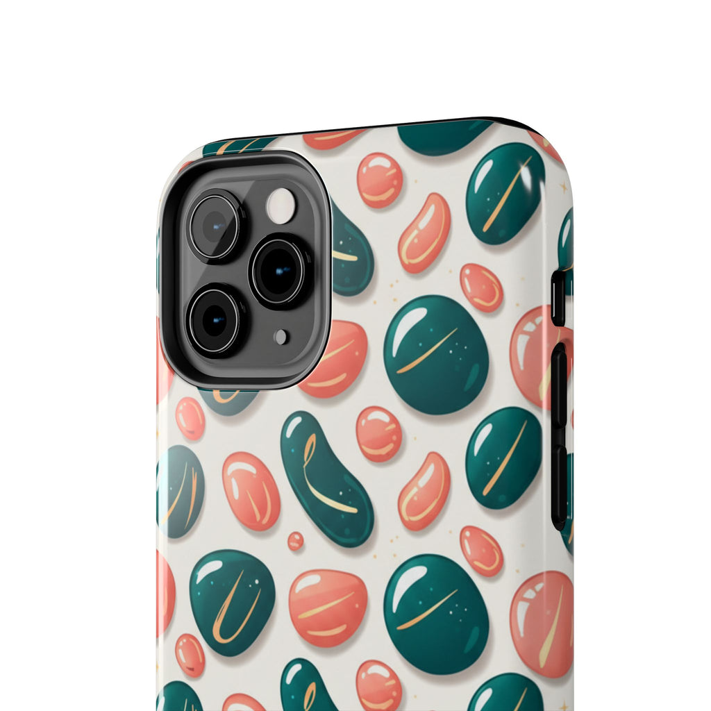 Abstract Pebble Pattern Tough Phone Case — Coral & Teal Protective Cover