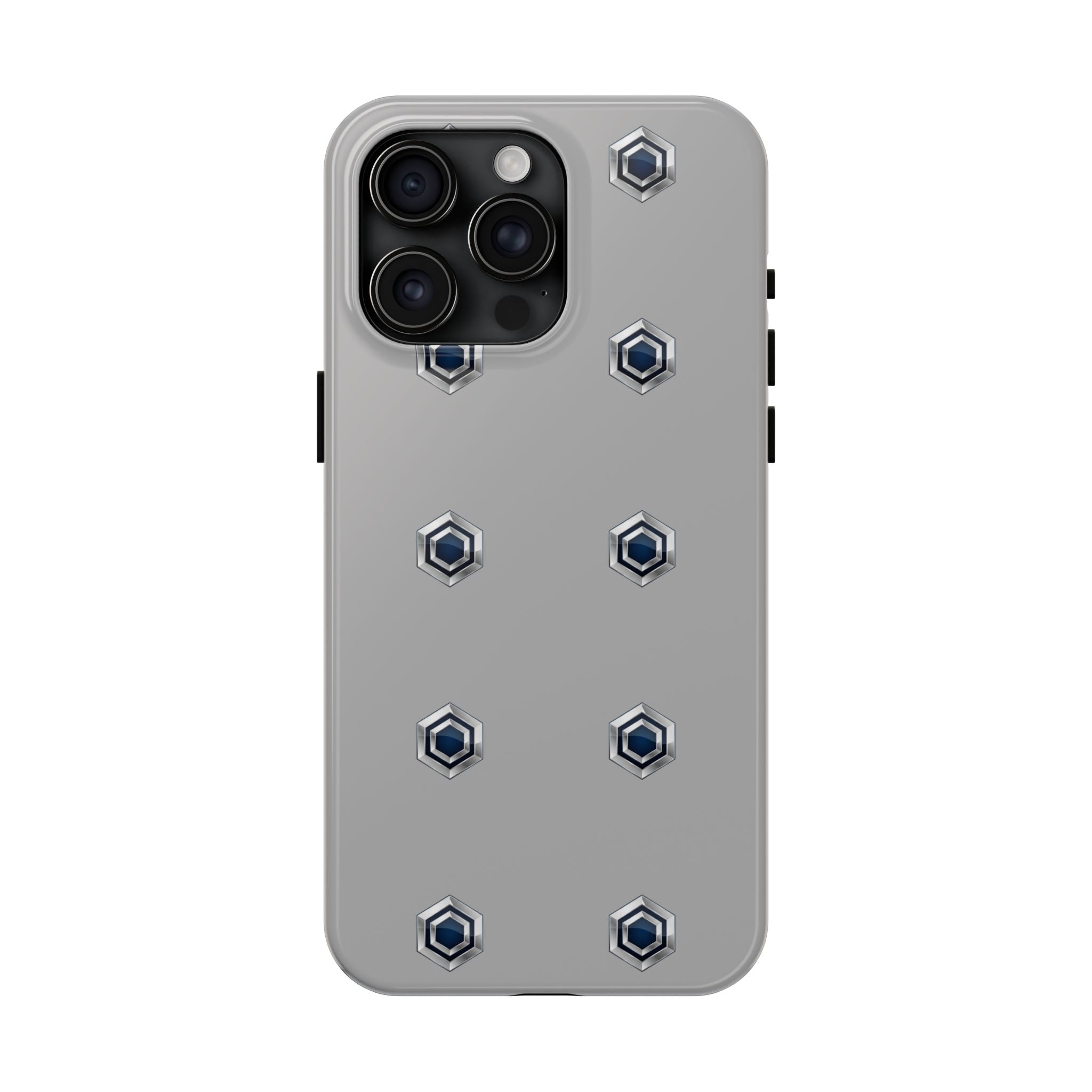 Tough Phone Case — Minimal Hex Rivet Armor (Gray)