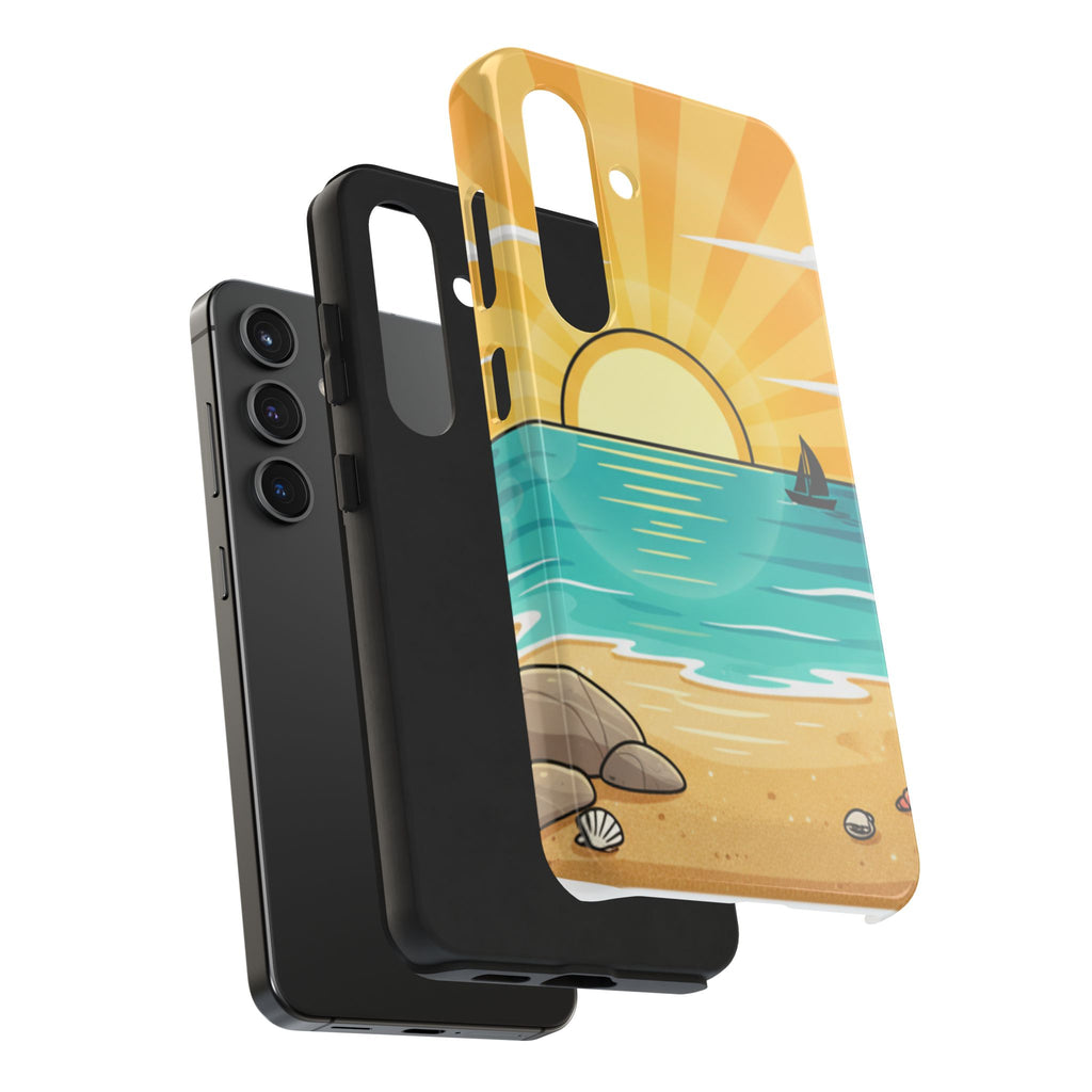 Tough Phone Case — Sunset Beach Sailboat Design