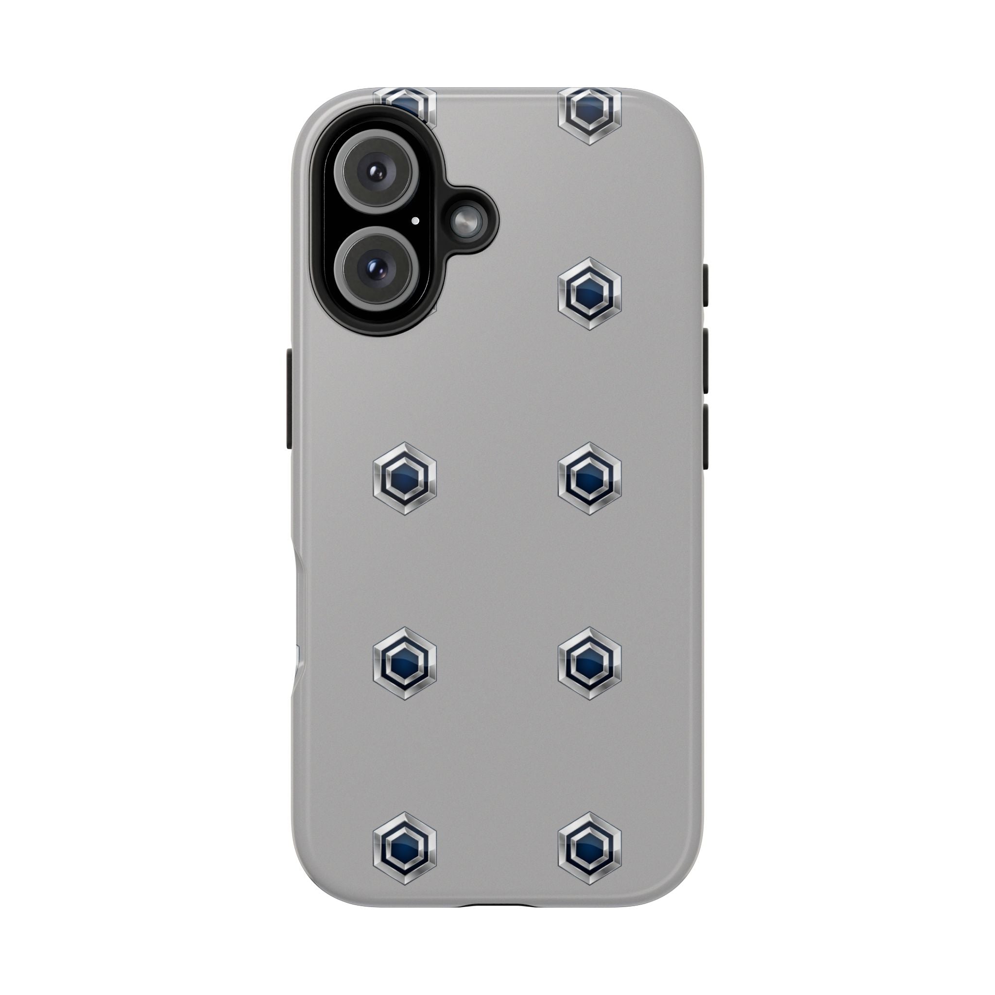 Tough Phone Case — Minimal Hex Rivet Armor (Gray)