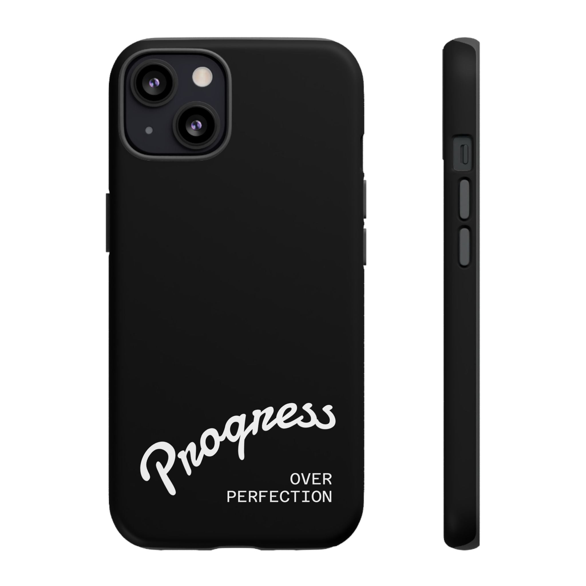 Phone Case - "Progress Over Perfection" Glossy Black Protective Cover