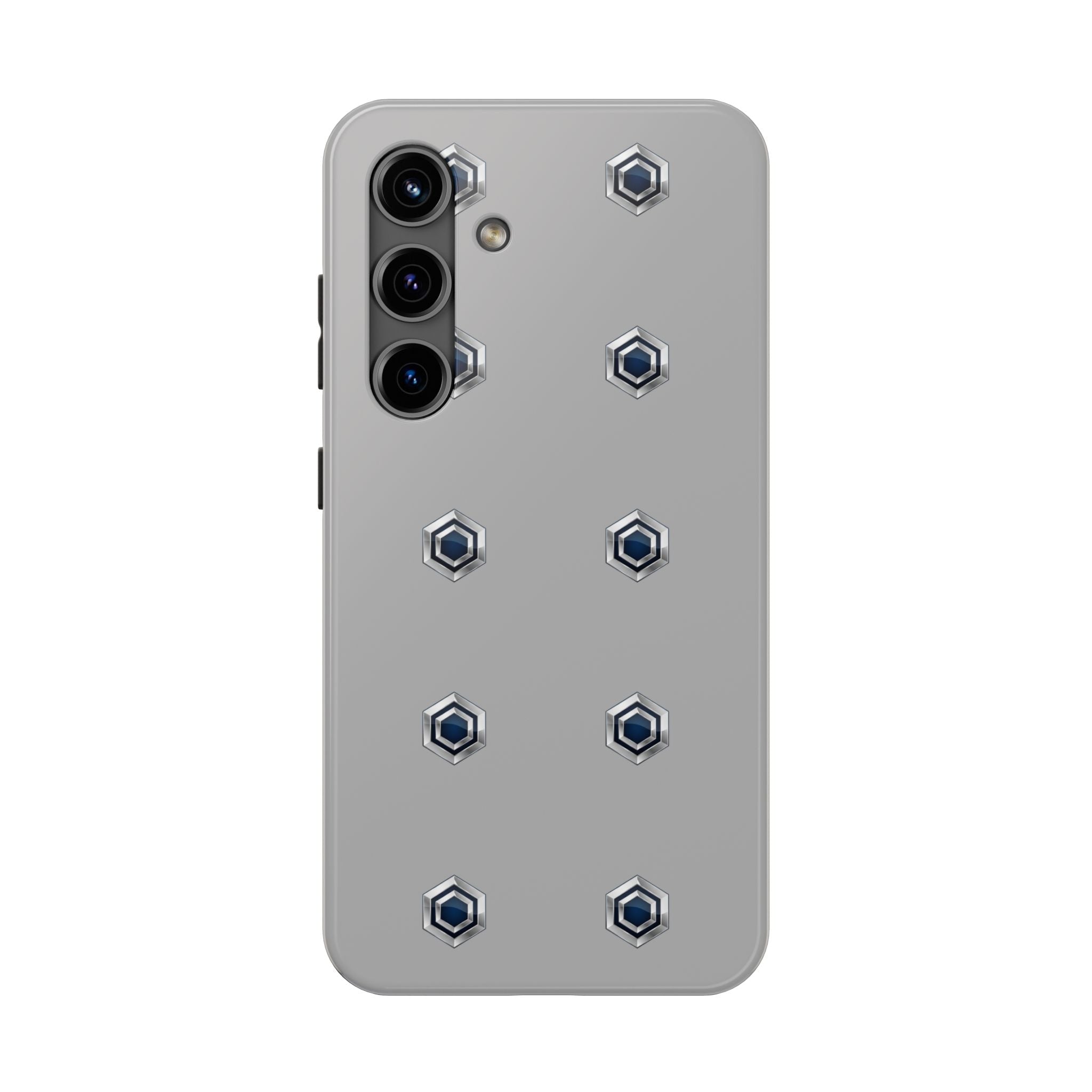 Tough Phone Case — Minimal Hex Rivet Armor (Gray)