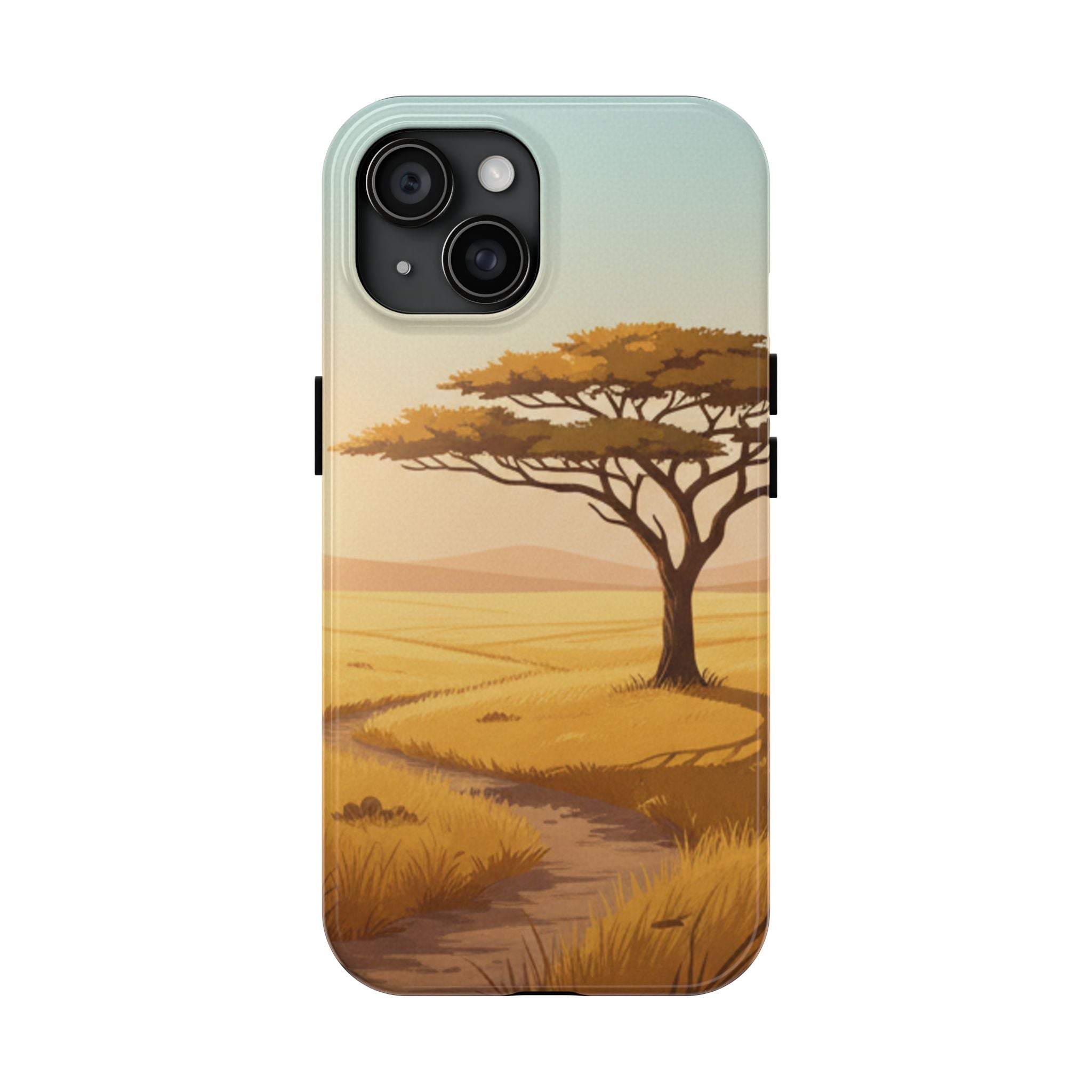 Safari Sunset Tough Phone Case — African Savanna Tree Design