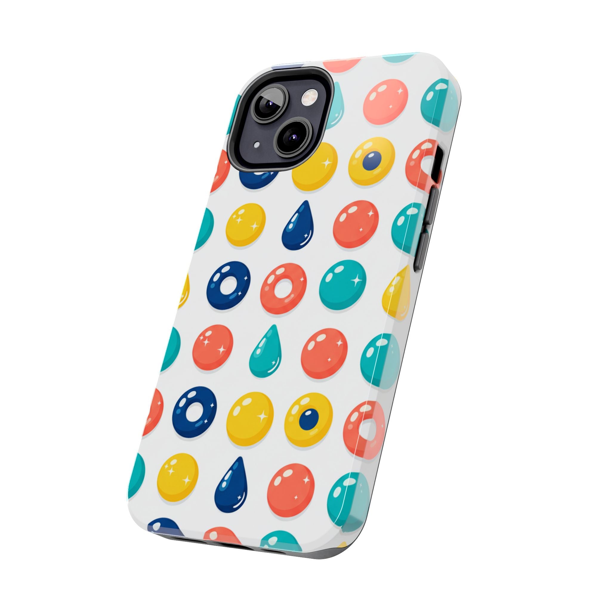 Colorful Candy Dot Tough Phone Case — Bright Retro Polka Drop Design