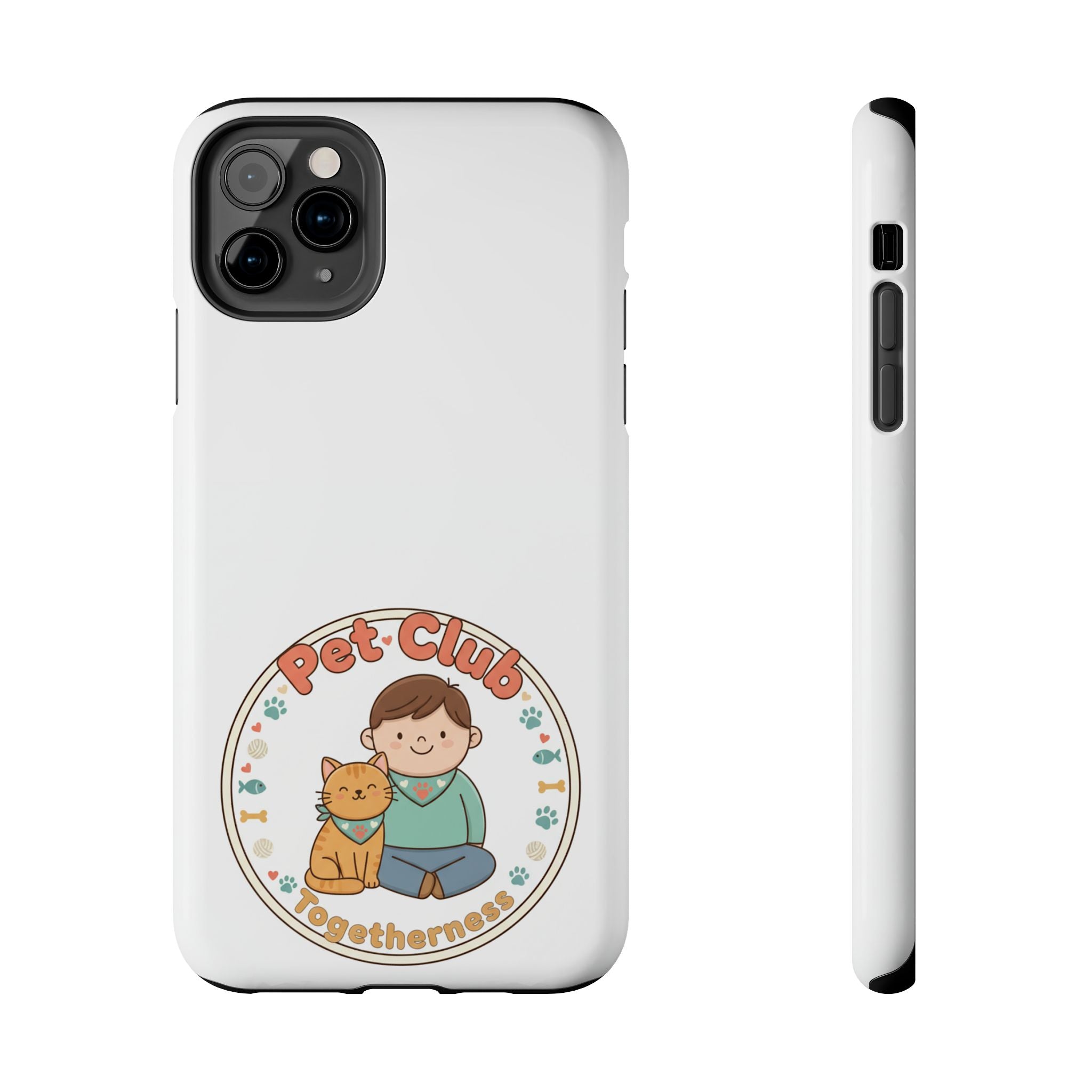 Pet Club Tough Phone Case — Cute Boy & Cat Illustration, "Togetherness" Design